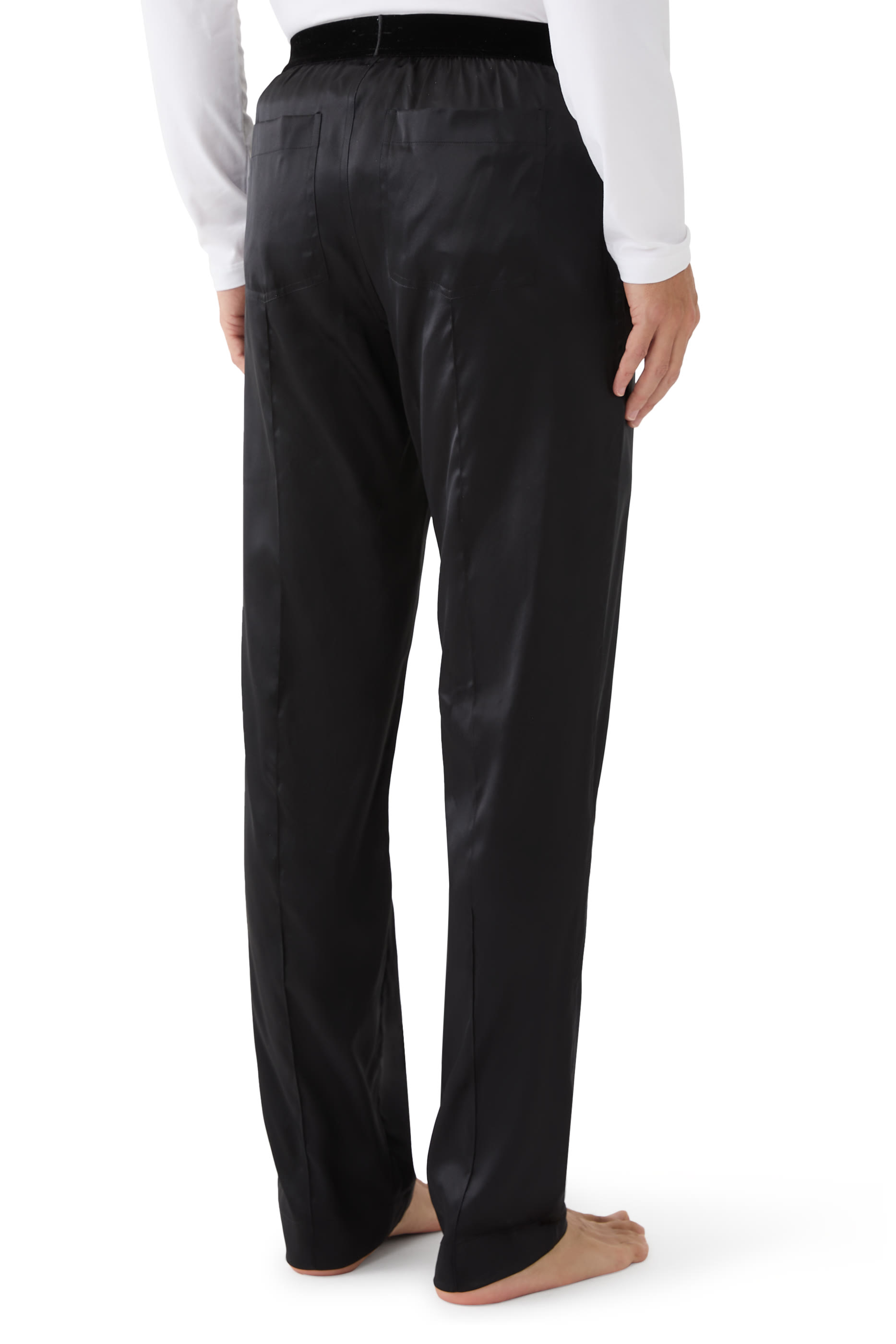 Logo Waistband Silk Pajama Trousers