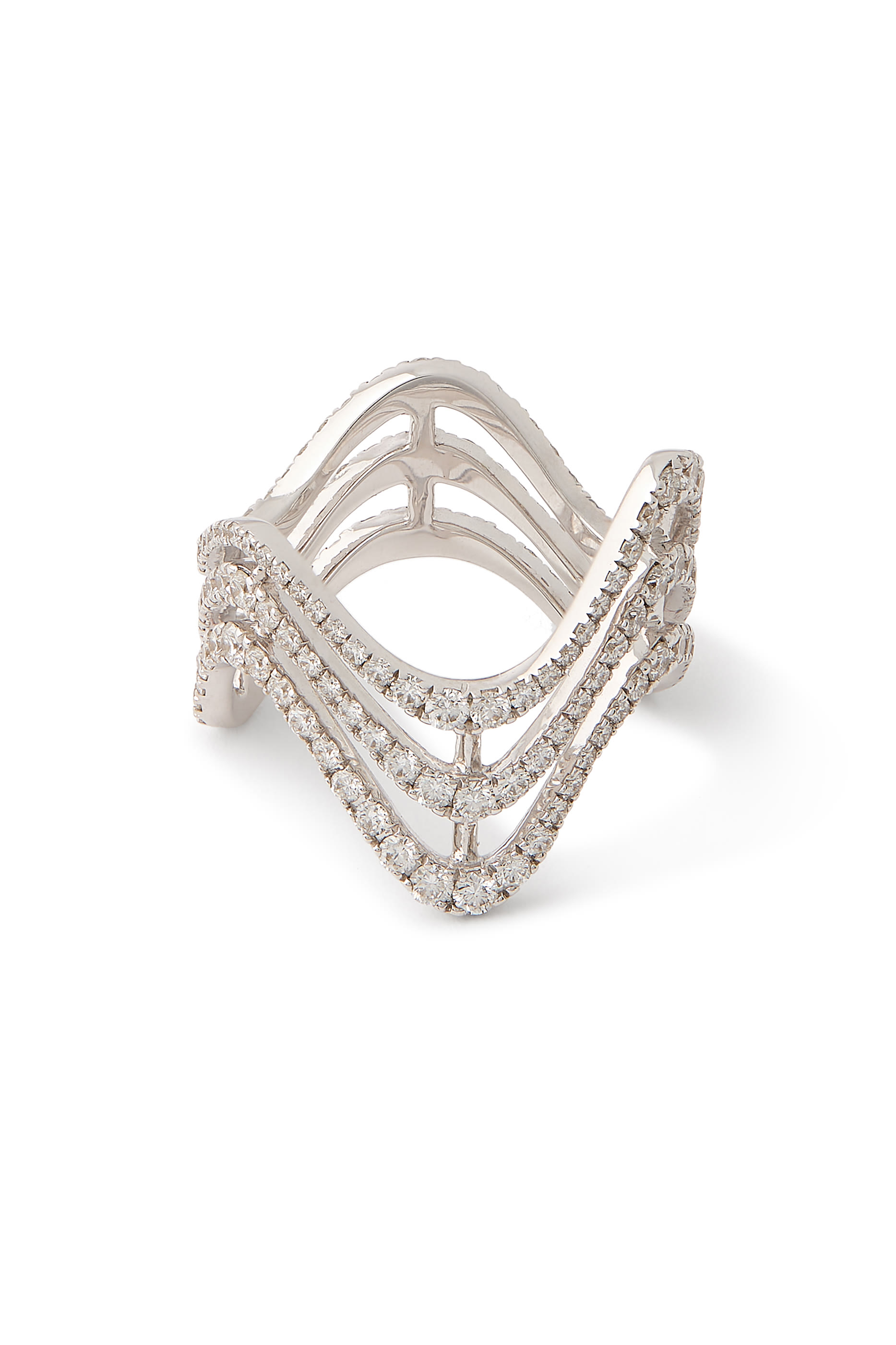 Tidal Wave Ring, 18K White Gold & Diamonds