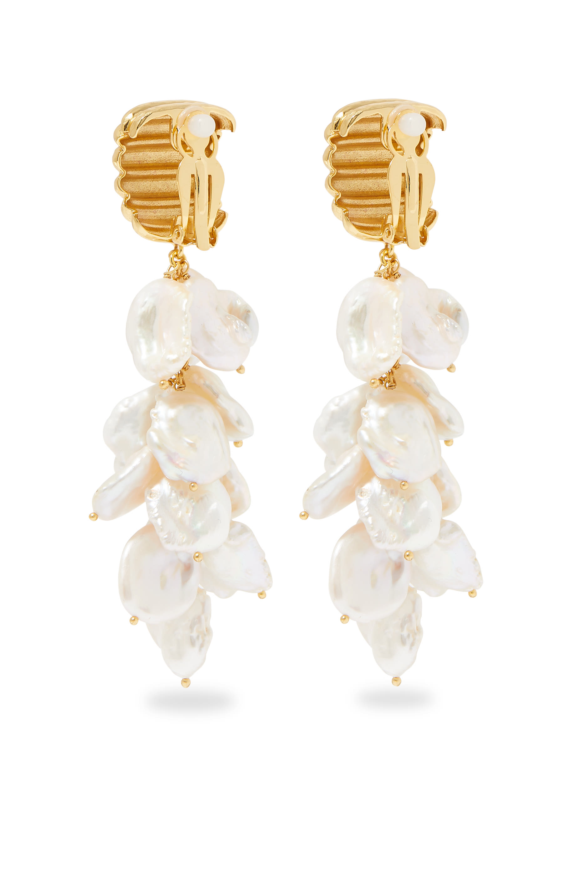 Emerge Earrings, 22k Gold-Plated Brass & Pearl
