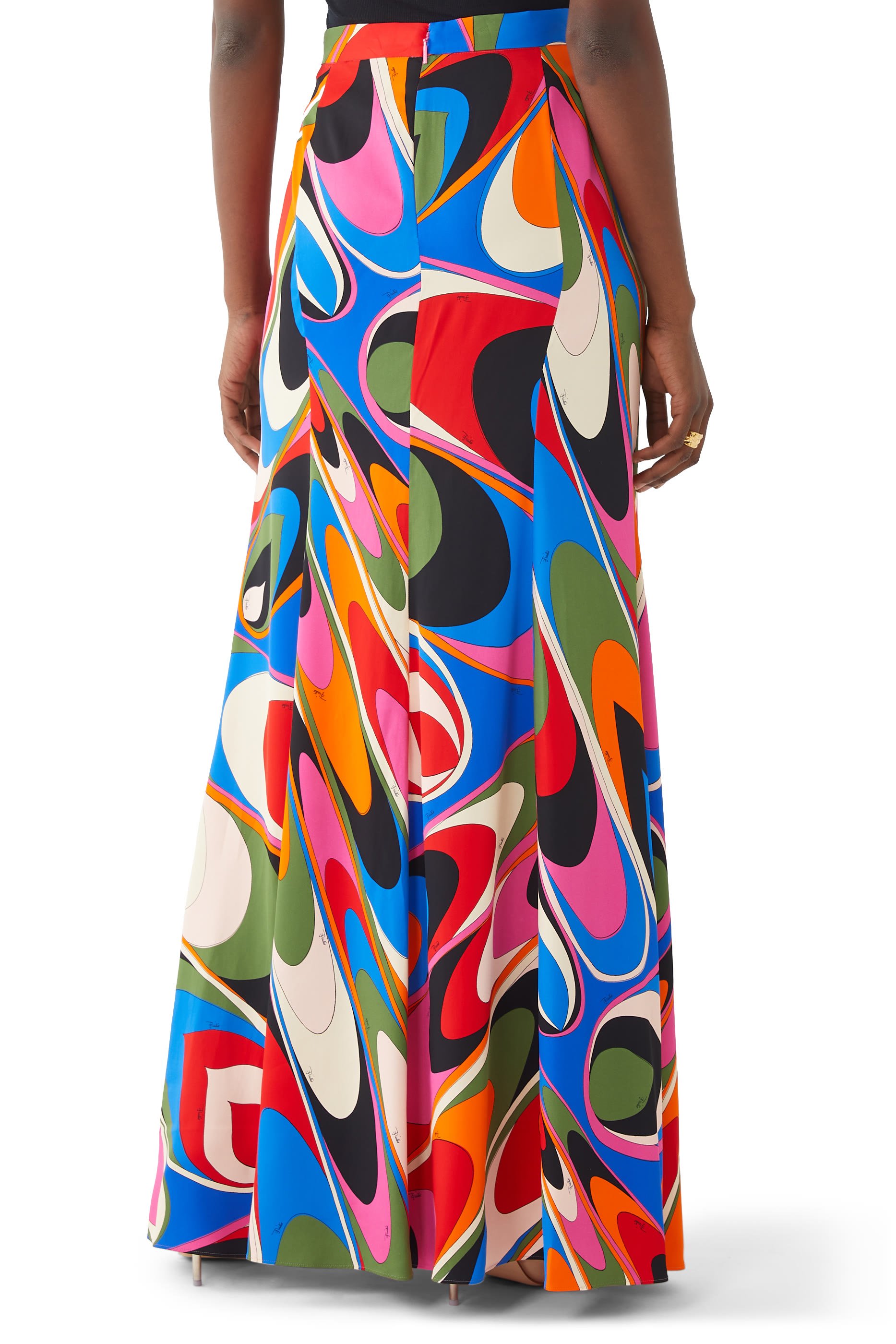 Onde Print Long Skirt