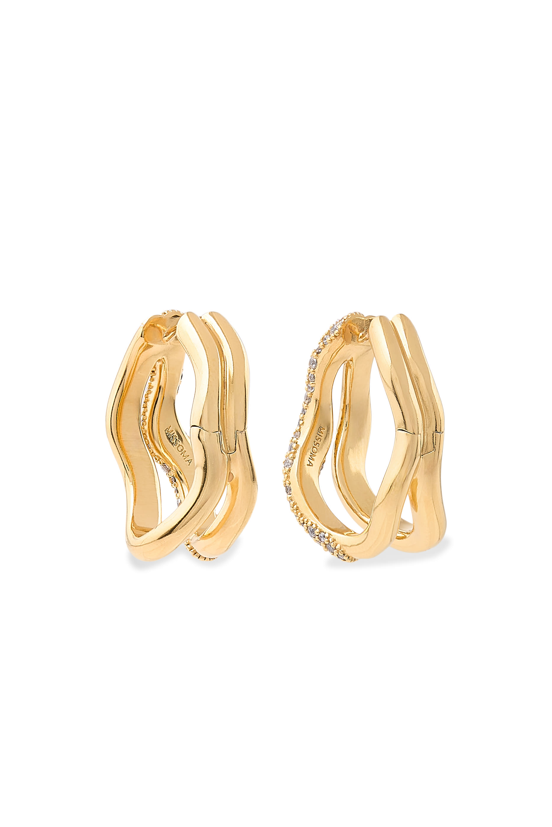  Molten Snow Double Medium Hoop Earrings