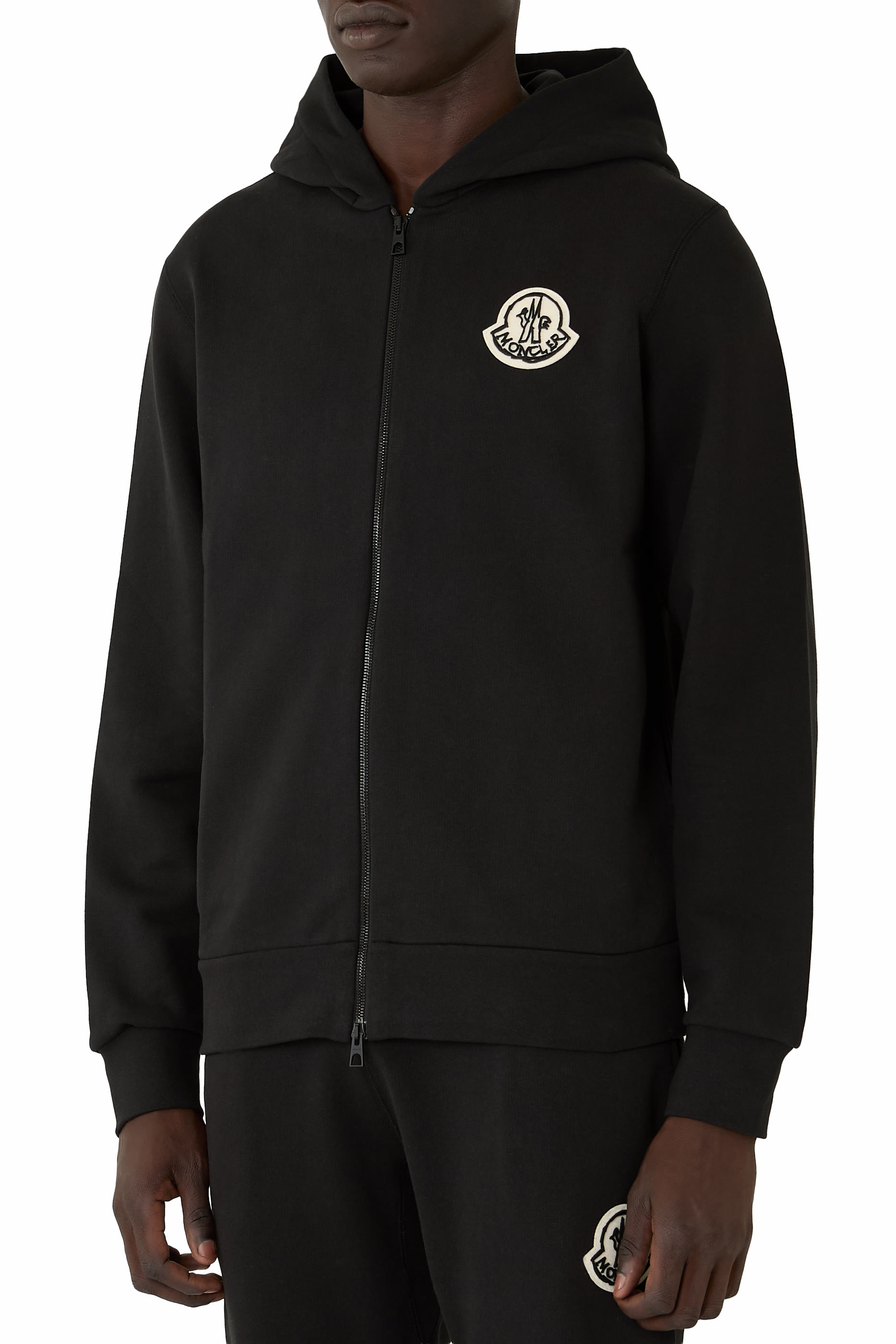 Leather Logo Wool Zip-Up Cardigan 