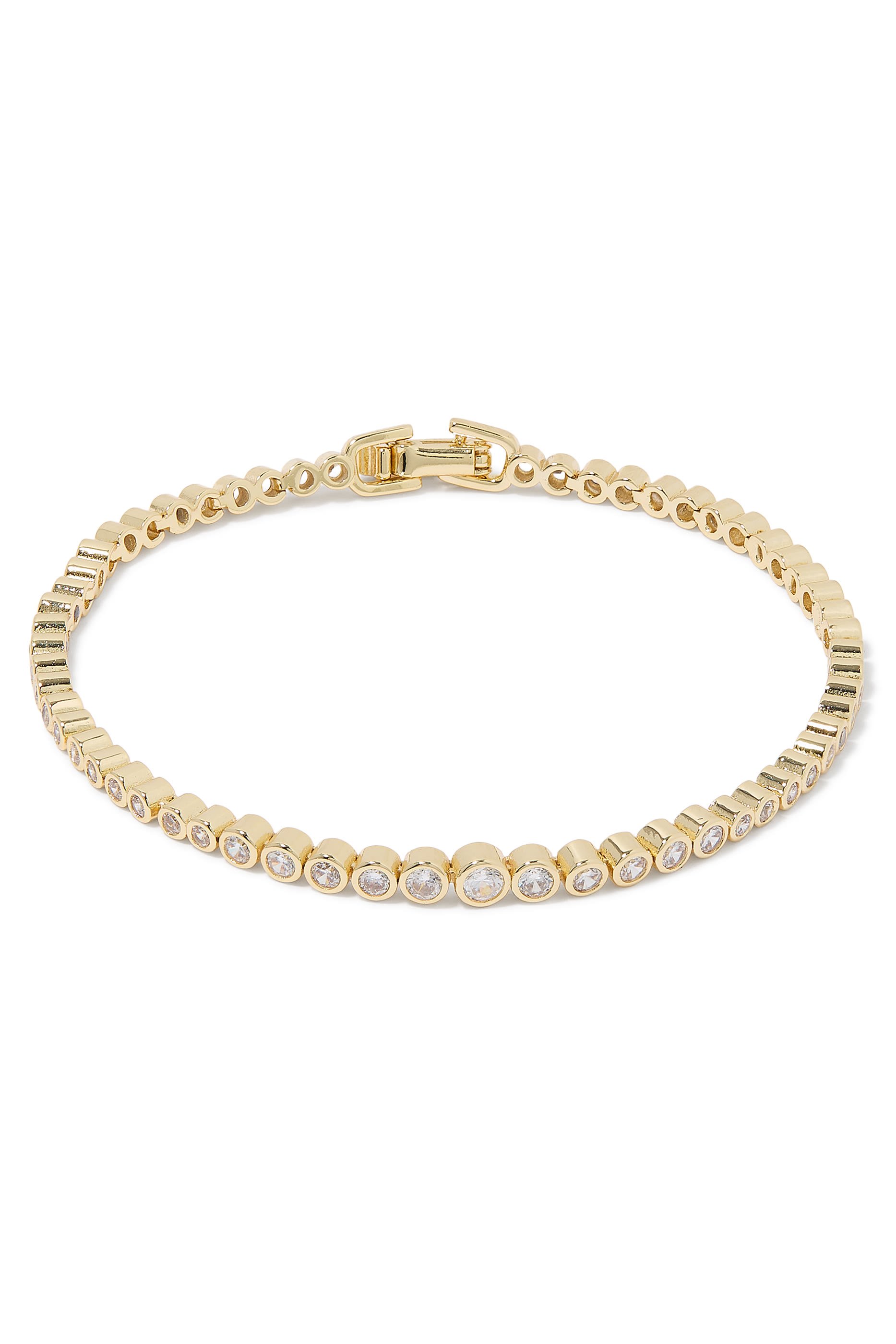 Tennis Bracelet, 14k Vermeil on Sterling Silver & Grade Cubic Zirconia