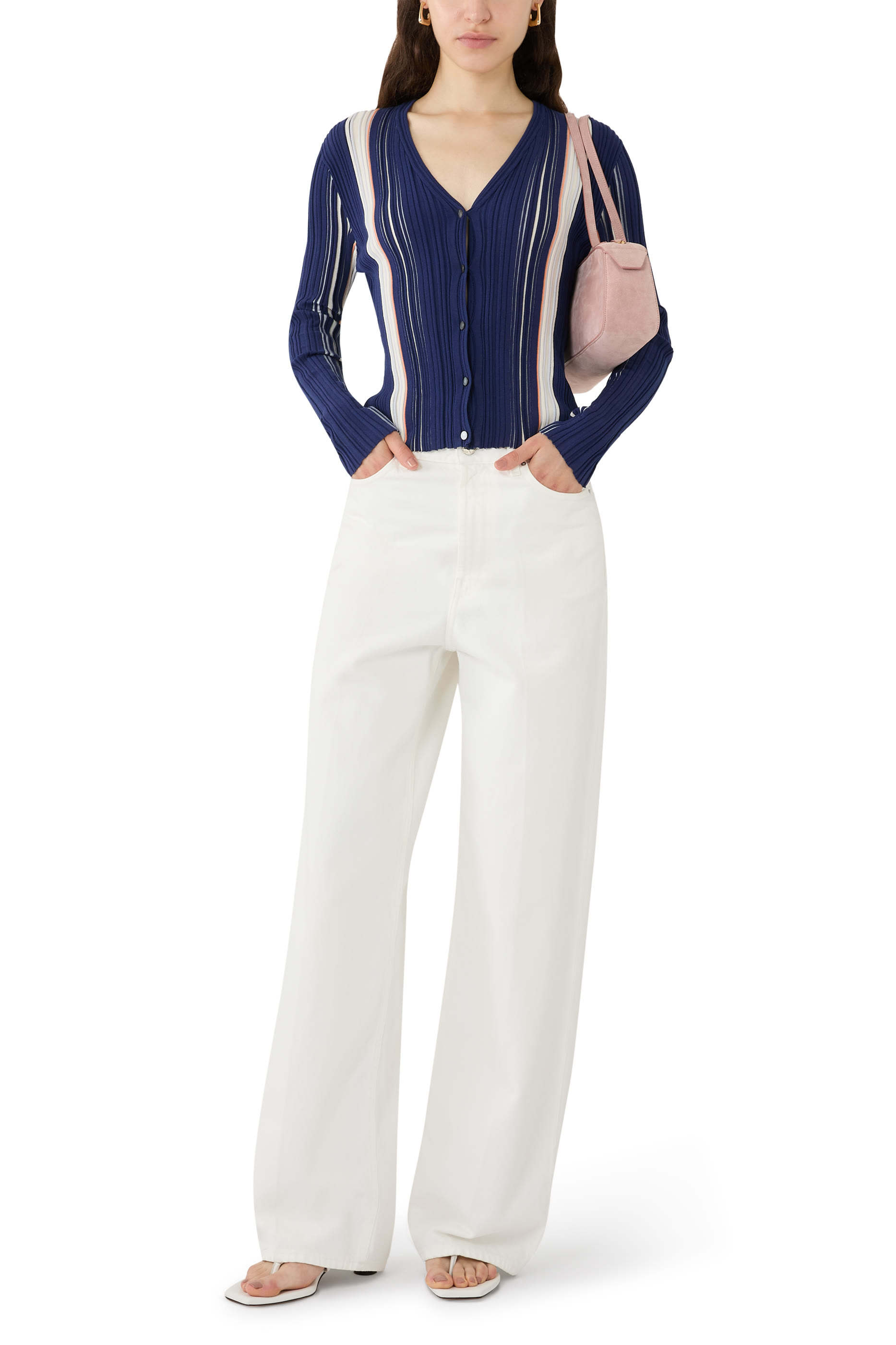  Ribbed Cardigan in Organic Cotton-Blend