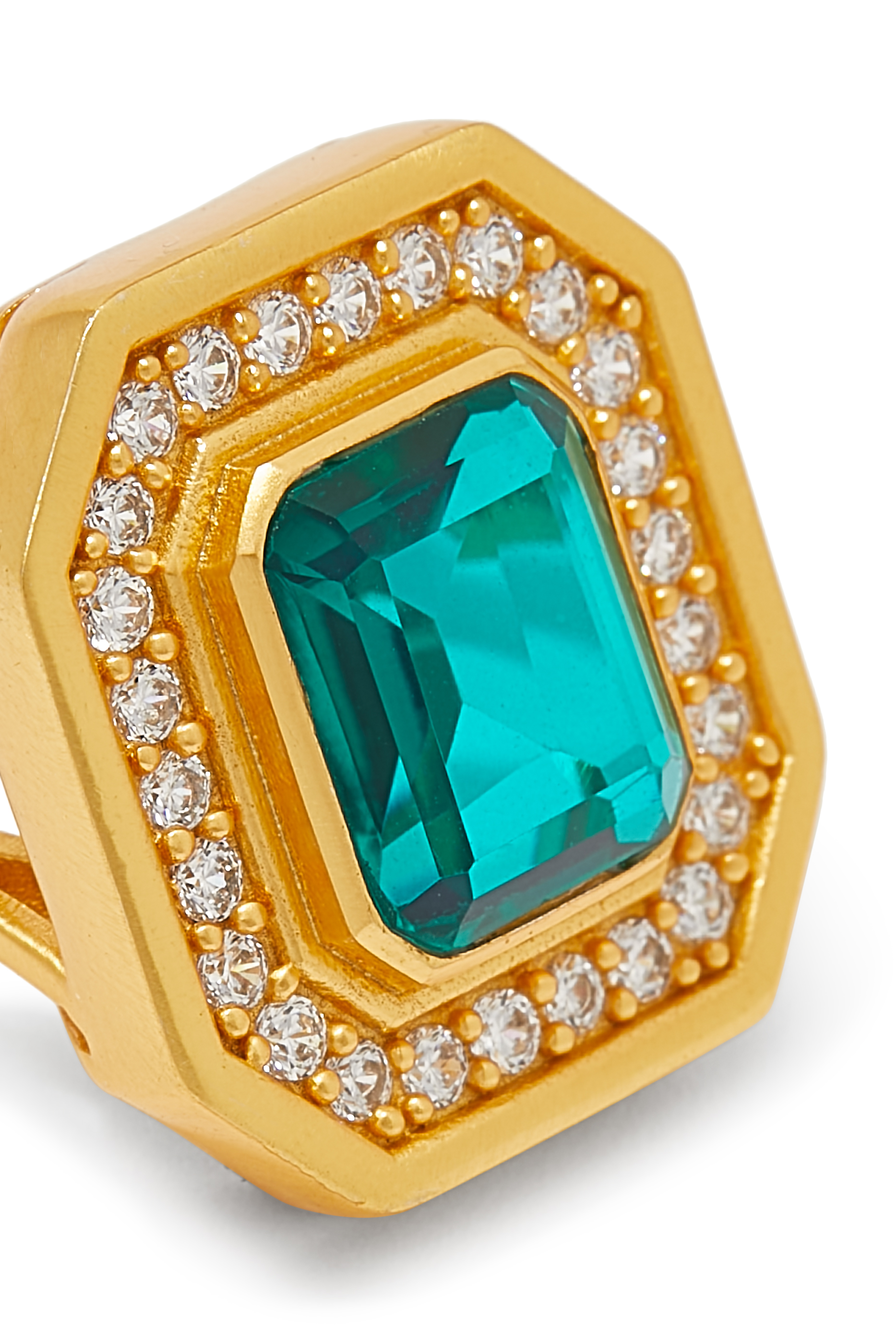 Jennifer Pacifique Ring, 24k Gold Micron Plated Brass & Sapphire Quartz & Quartz Crystal