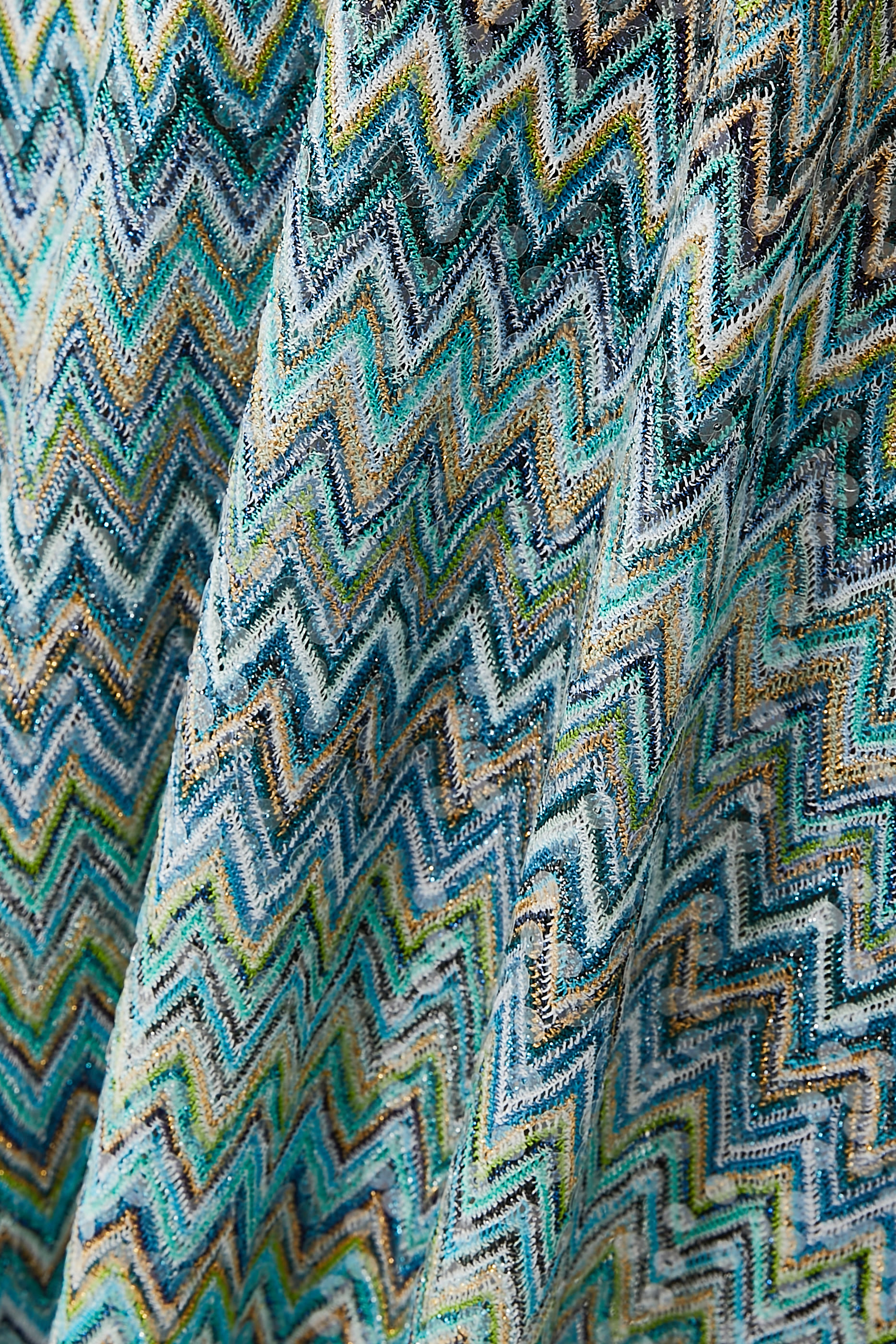 Exclusive Mare Chevron Raschel Sequinned Fringed Maxi Kaftan