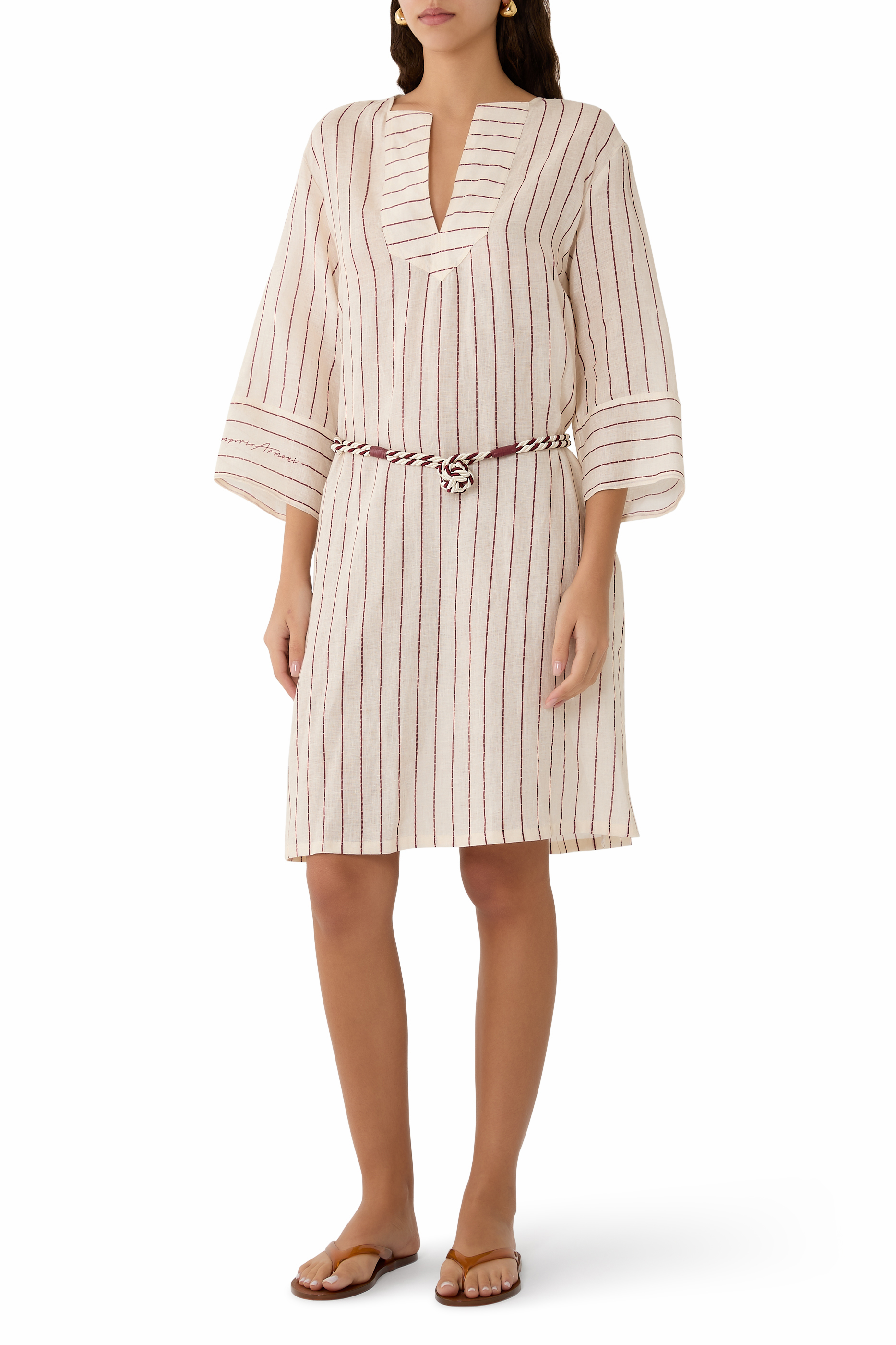 Resort Capsule Collection  Pinstripe-Print Linen Dress