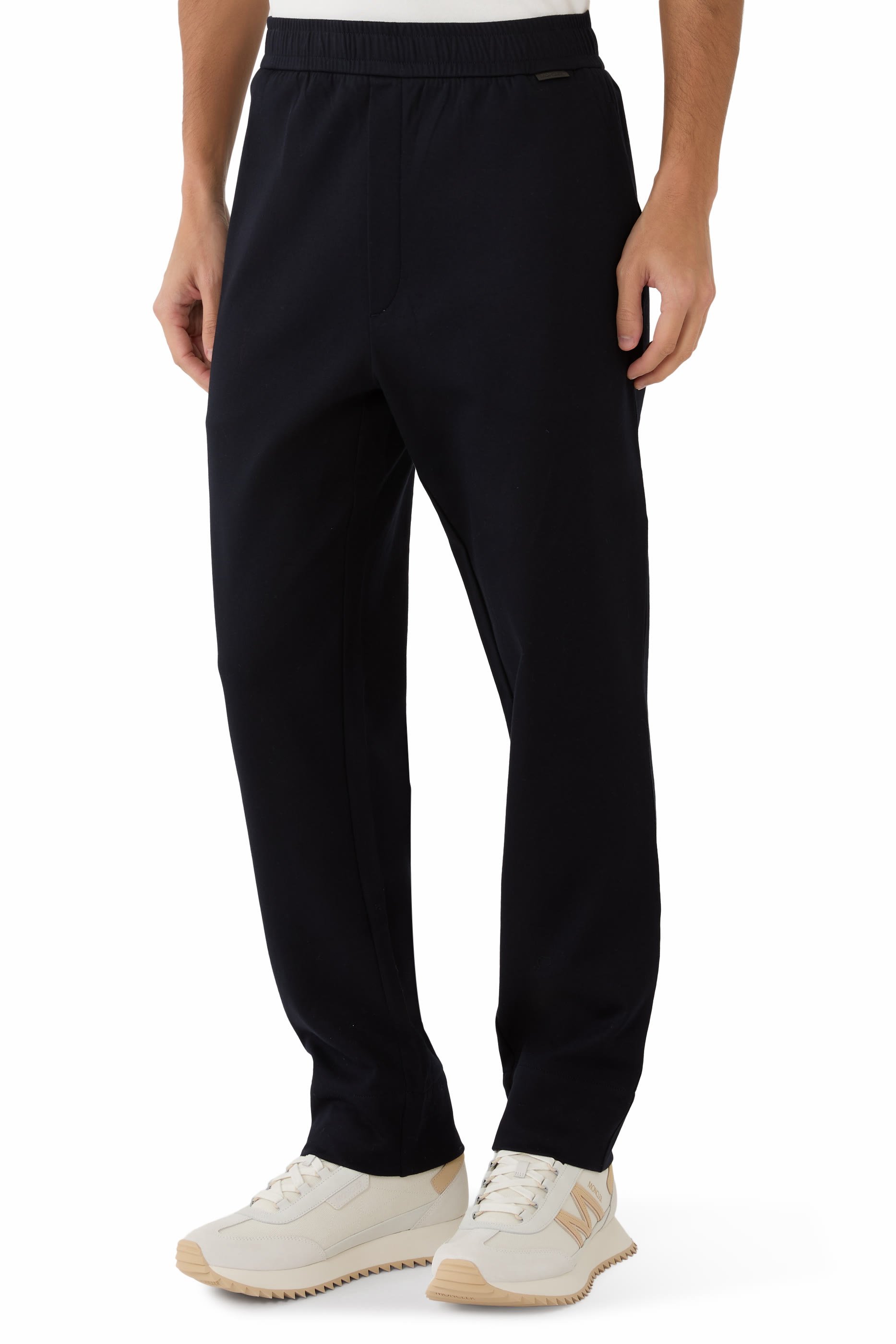 Leather Logo Cotton Blend Track Pants