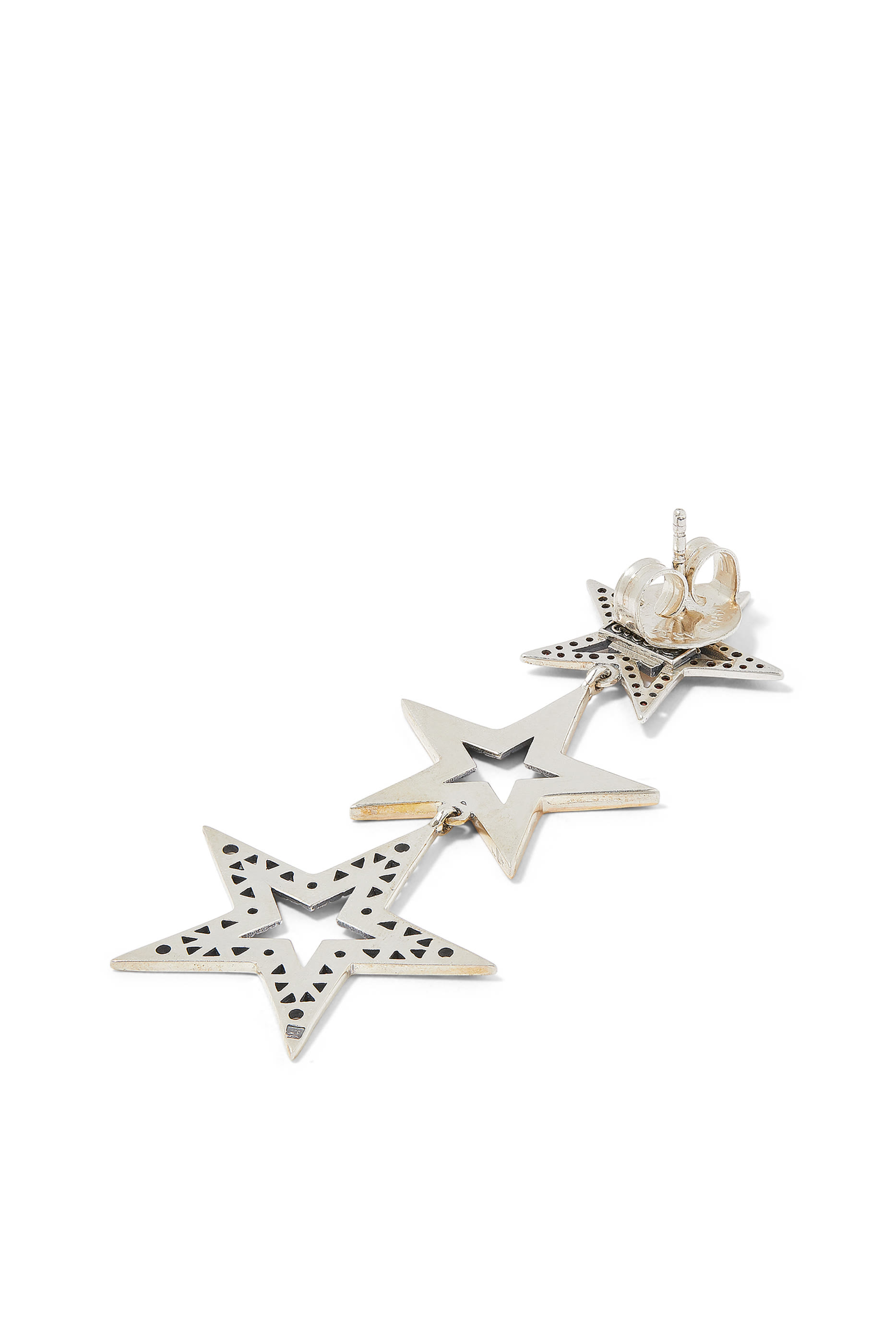 Single Star Dangle Earring, 18k Gold & Silver with Garnet