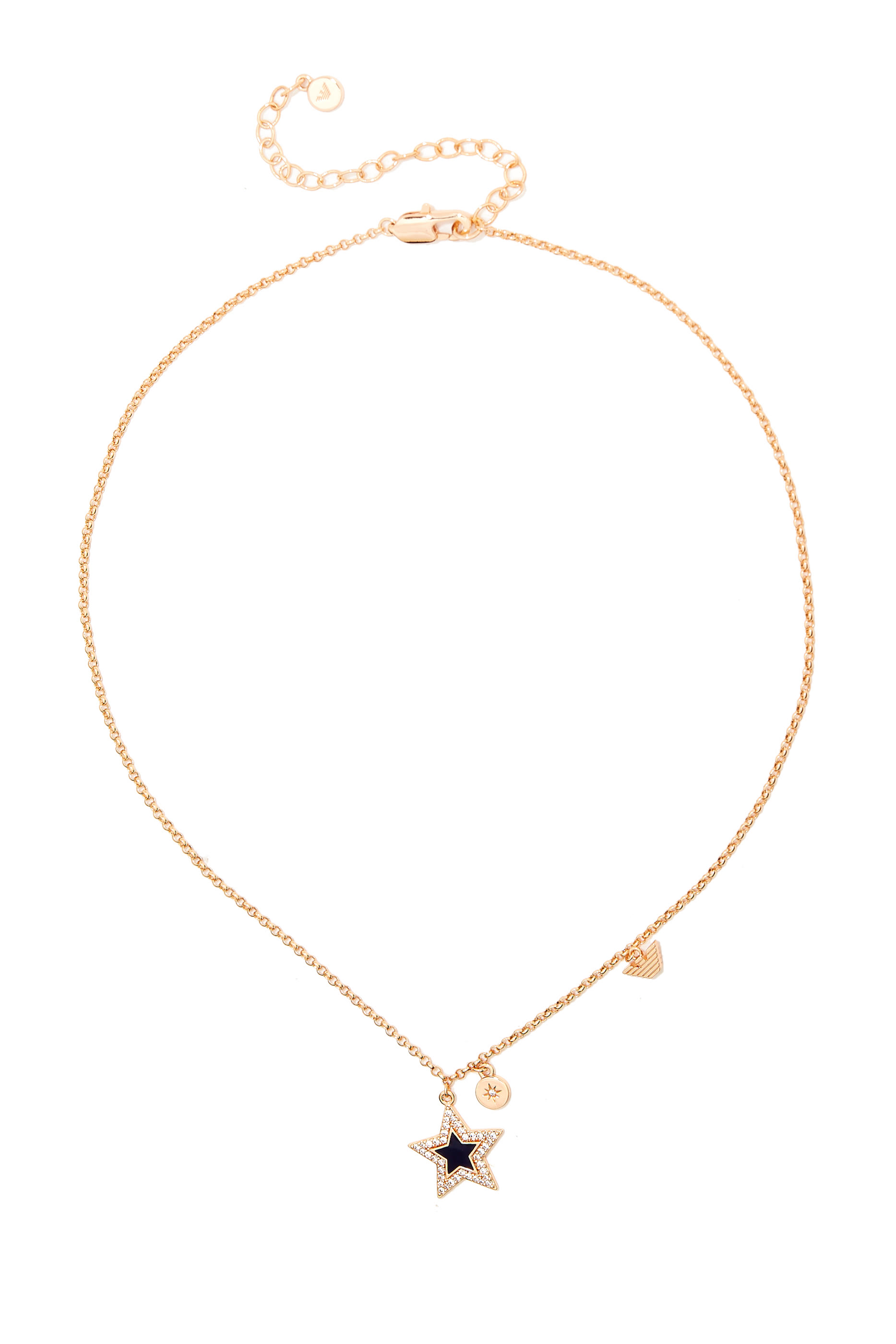 Star Charm Necklace, Brass & Crystals