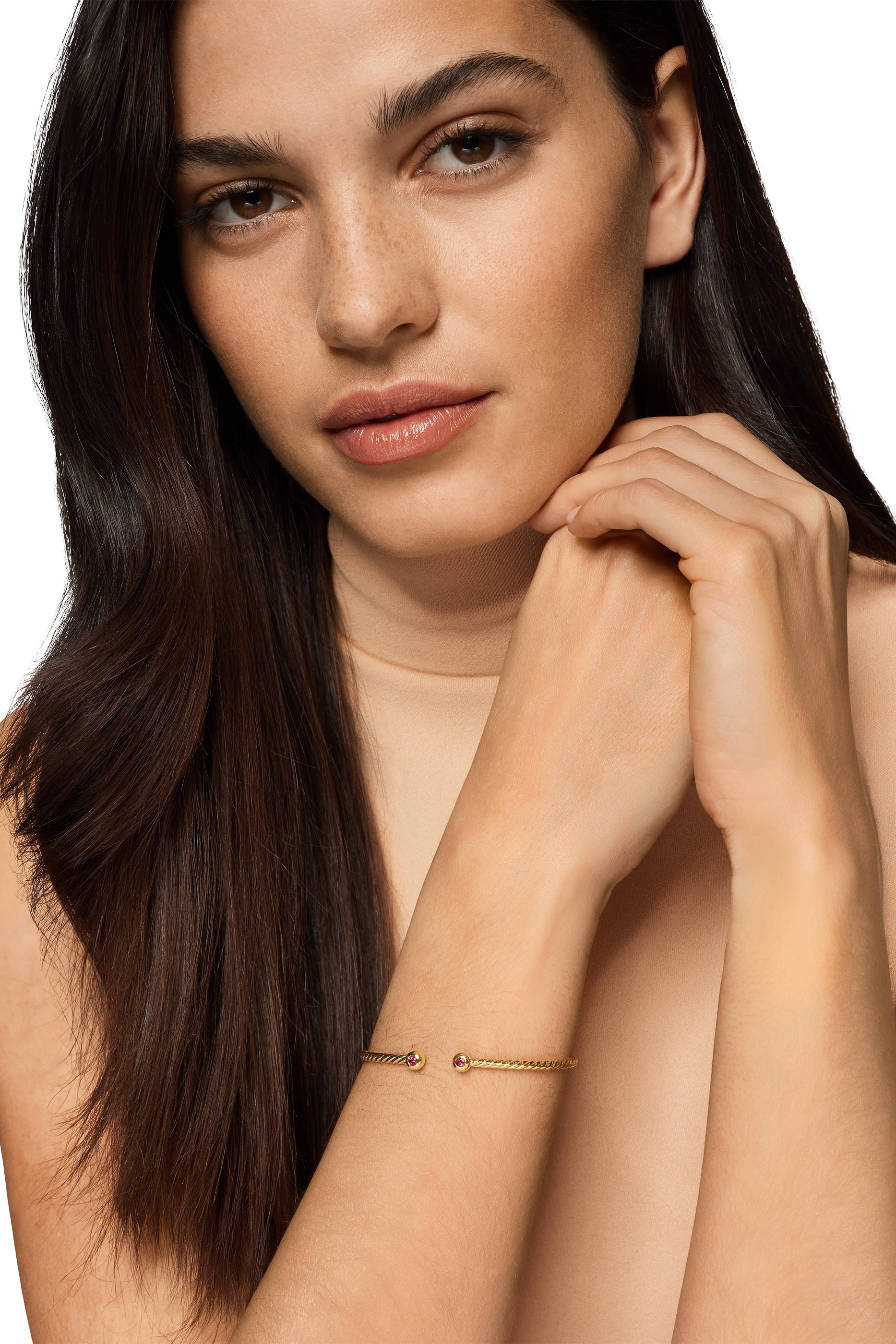 Cable Micro Cablespira Flex Round Bangle,  18K Yellow Gold with Ruby
