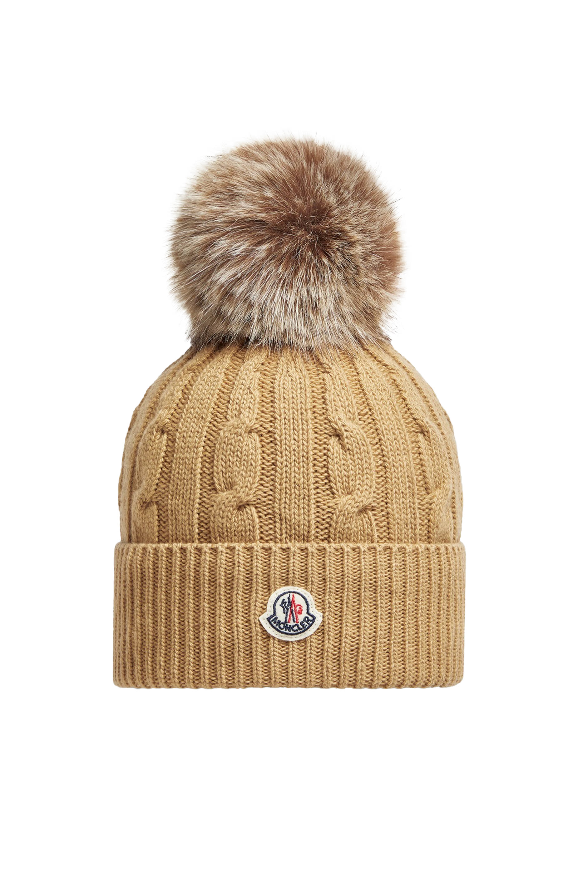 Wool & Cashmere Beanie with Faux Fur Pom Pom