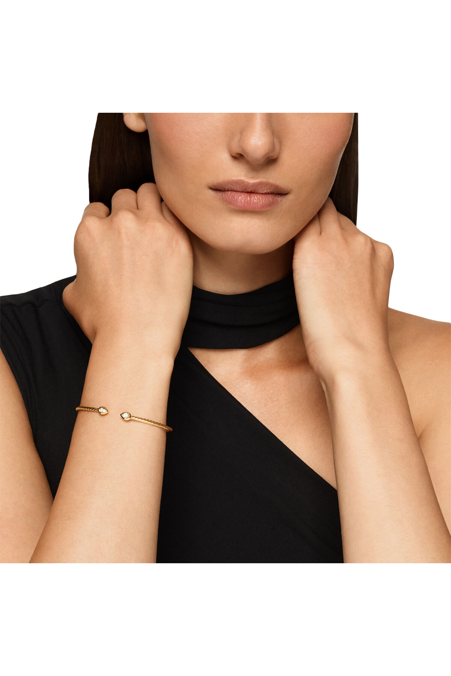 Petite Modern Renaissance® Pear Cablespira® Bracelet, 18K Yellow Gold & Diamonds