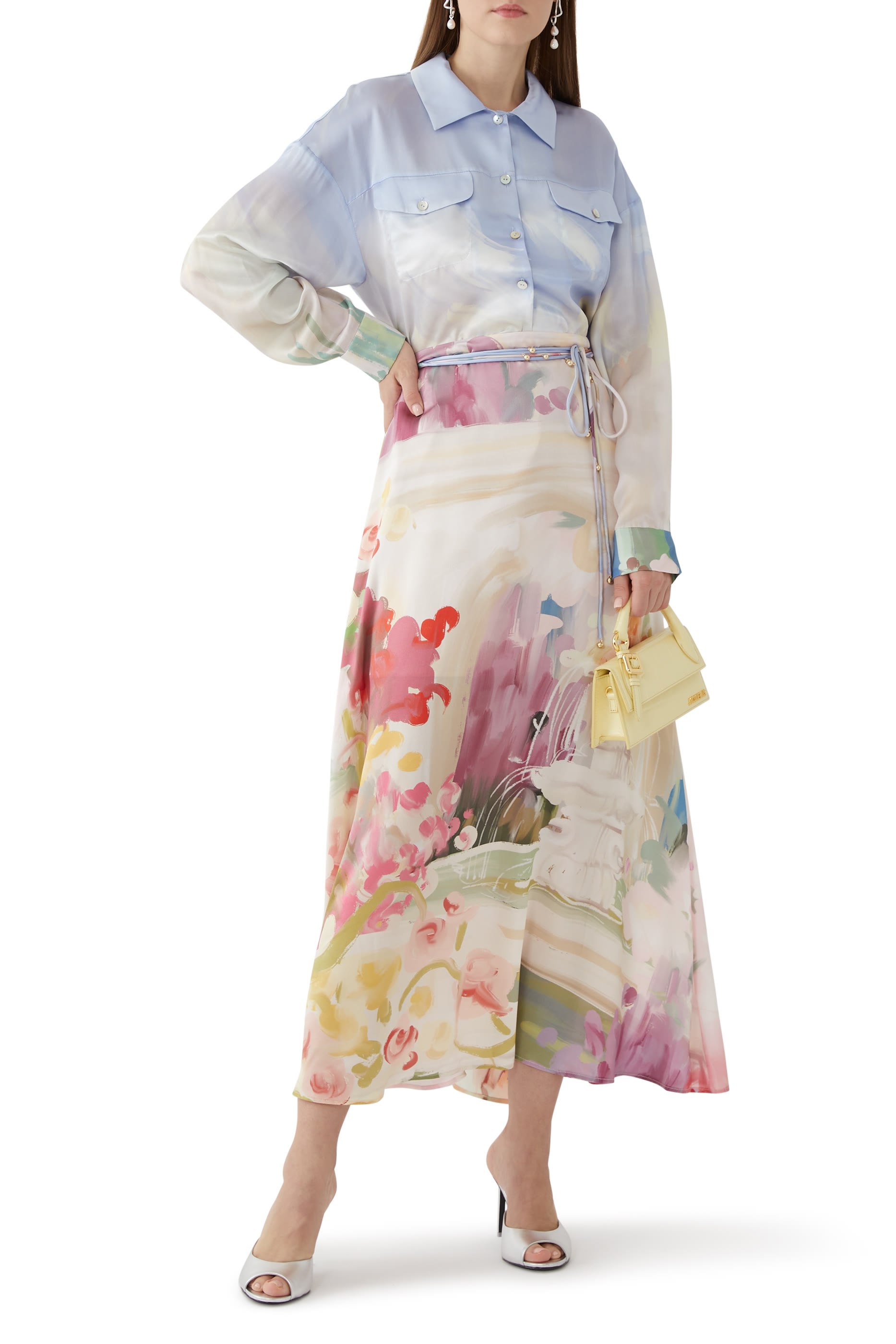 Macey Jardin Print Midi Skirt