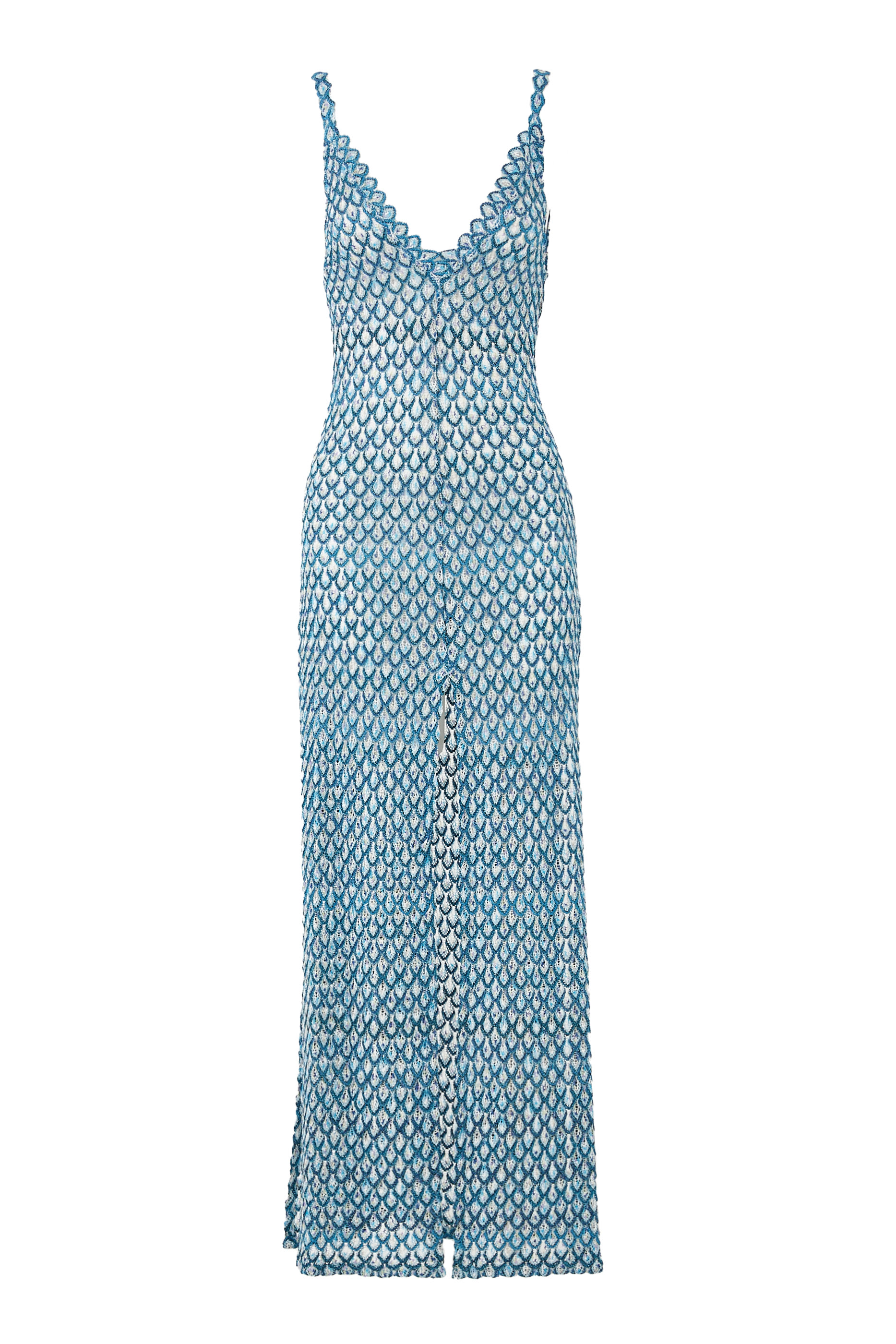 Exclusive Mare Lace Raschel Front Slit Maxi Dress