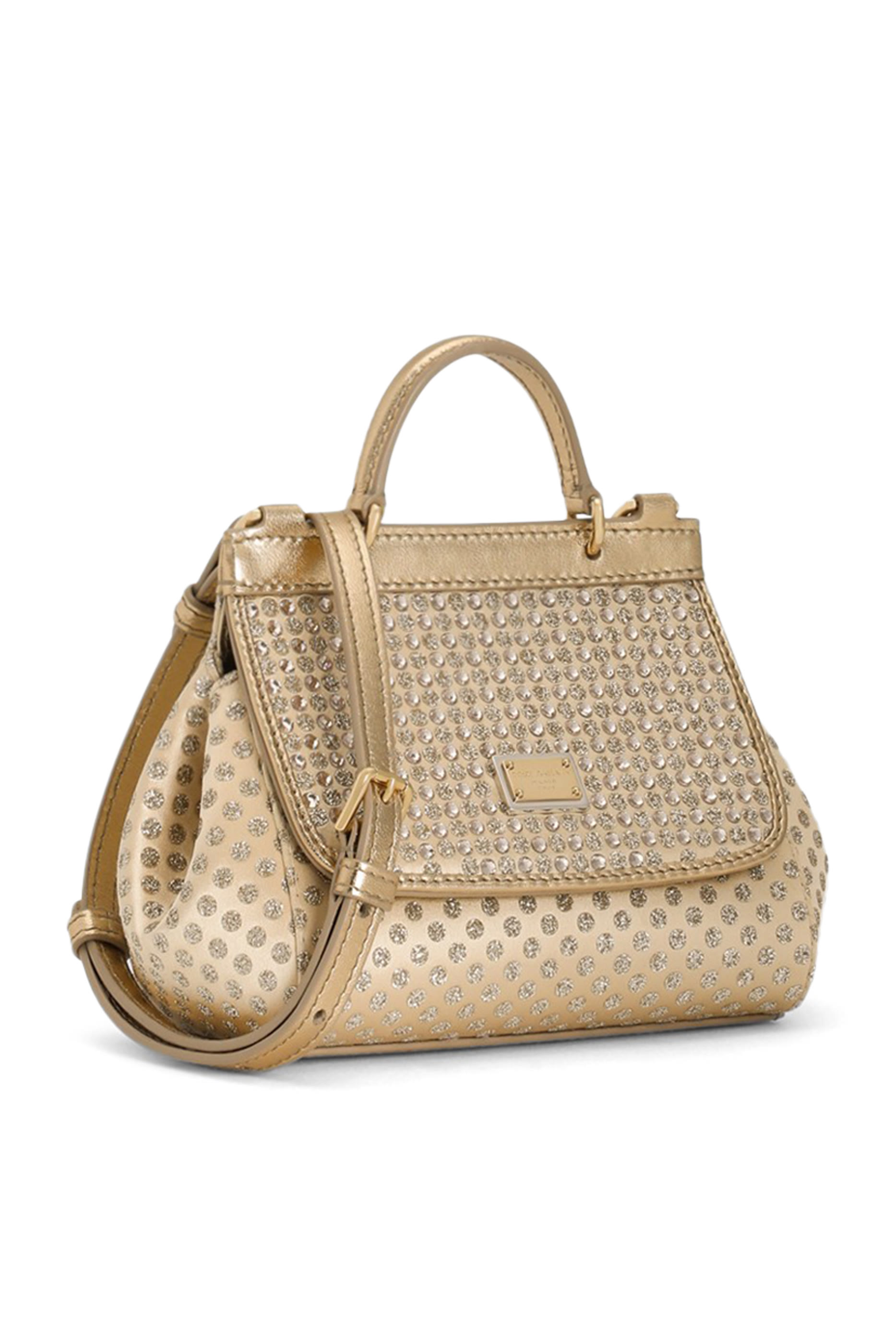 Kids Glittery Polka-Dots & Rhinestones Satin Sicily Crossbody Bag