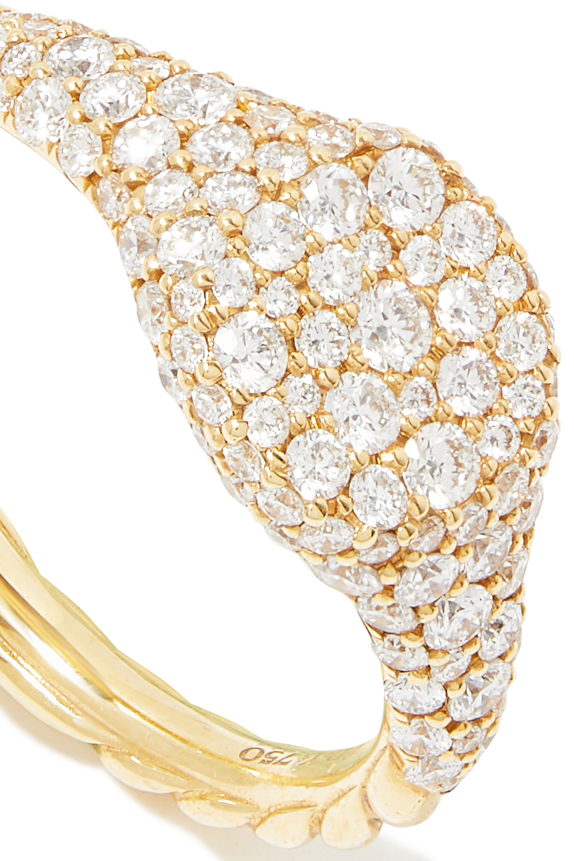 Petite Pavé Pinky Ring, 18k Yellow Gold & Diamonds