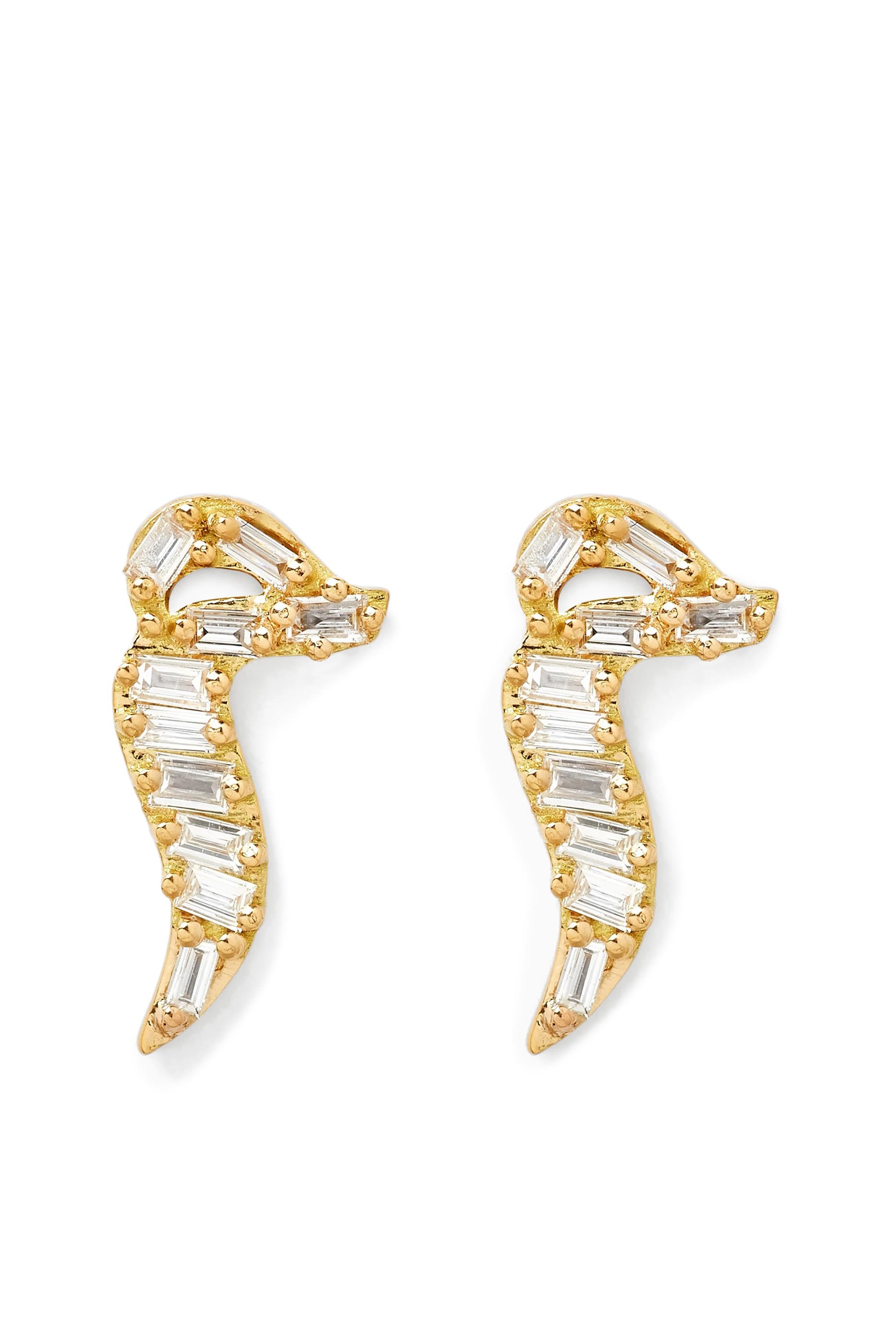Oula Arabic Letter 'Meem' Diamond Earrings, 18K Yellow Gold & Diamonds