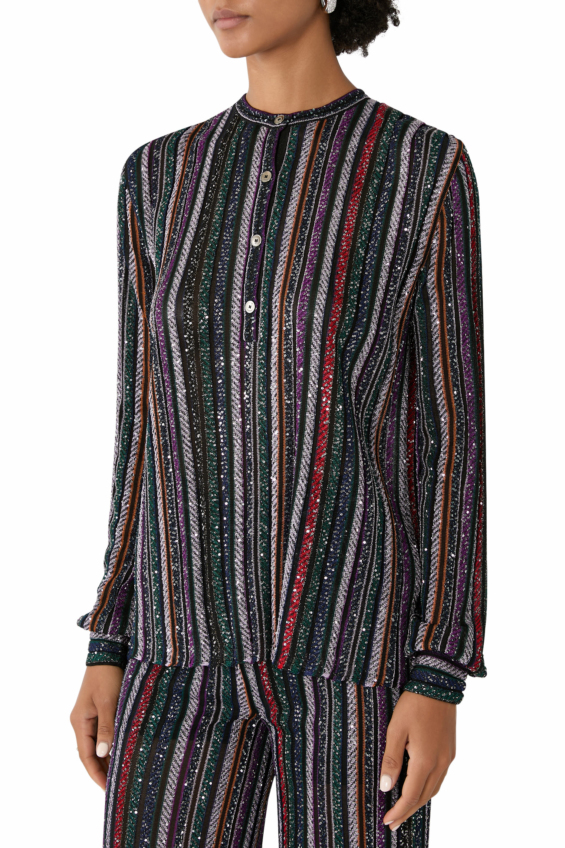 Henley Blouse with Mandarin Collar