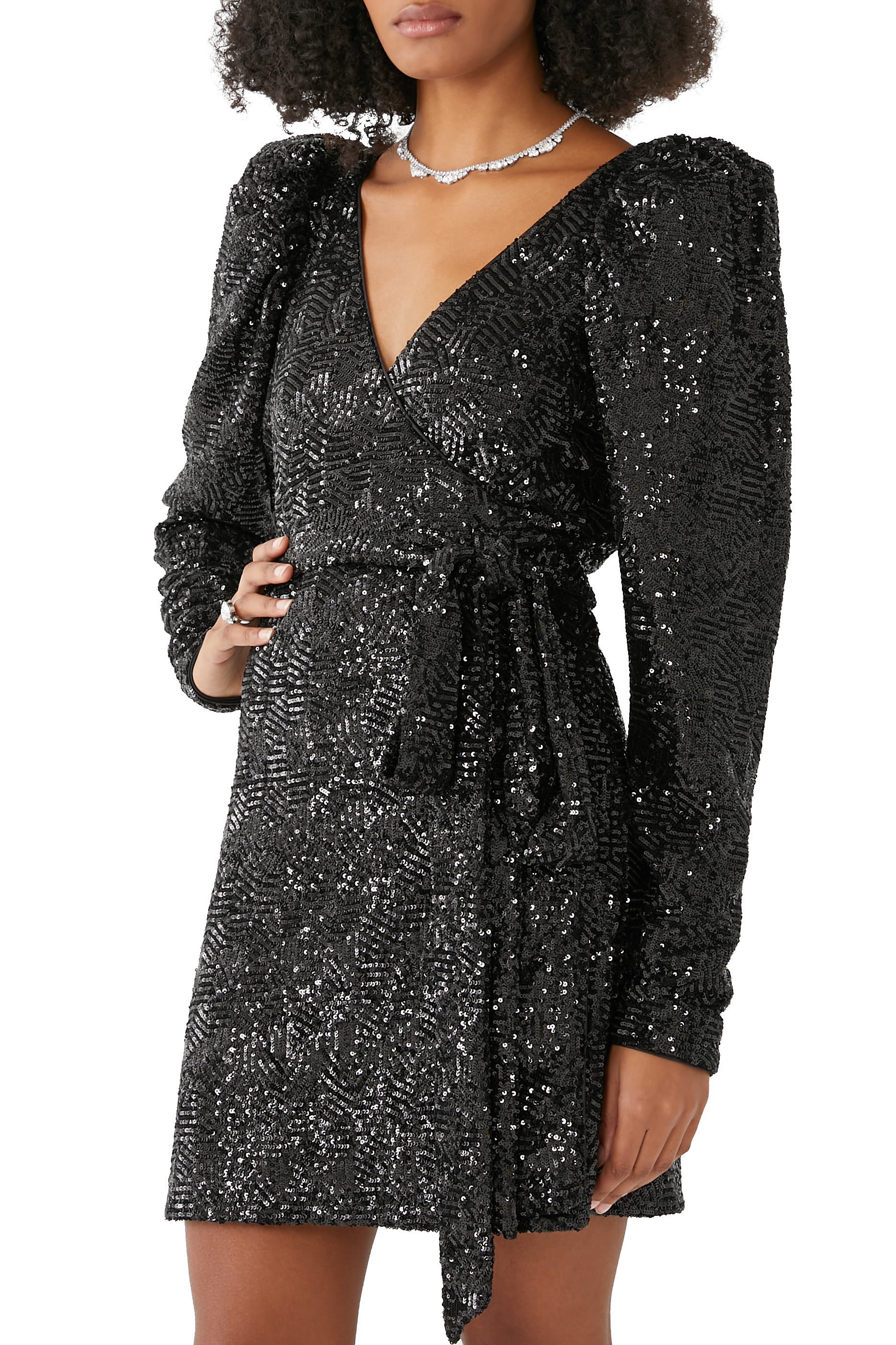 Sequin Mini Wrap Dress