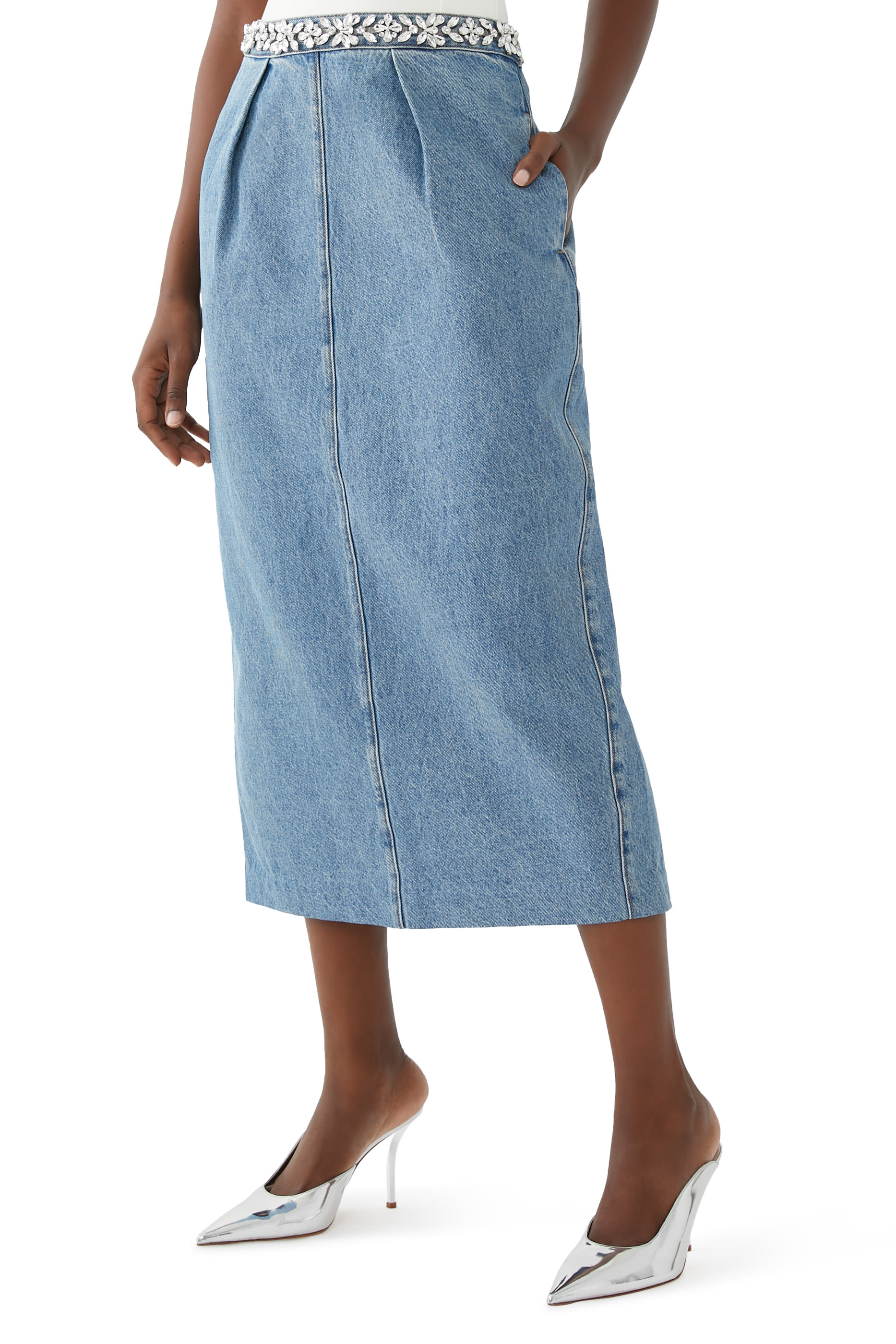 Crush Embellished Denim Skirt