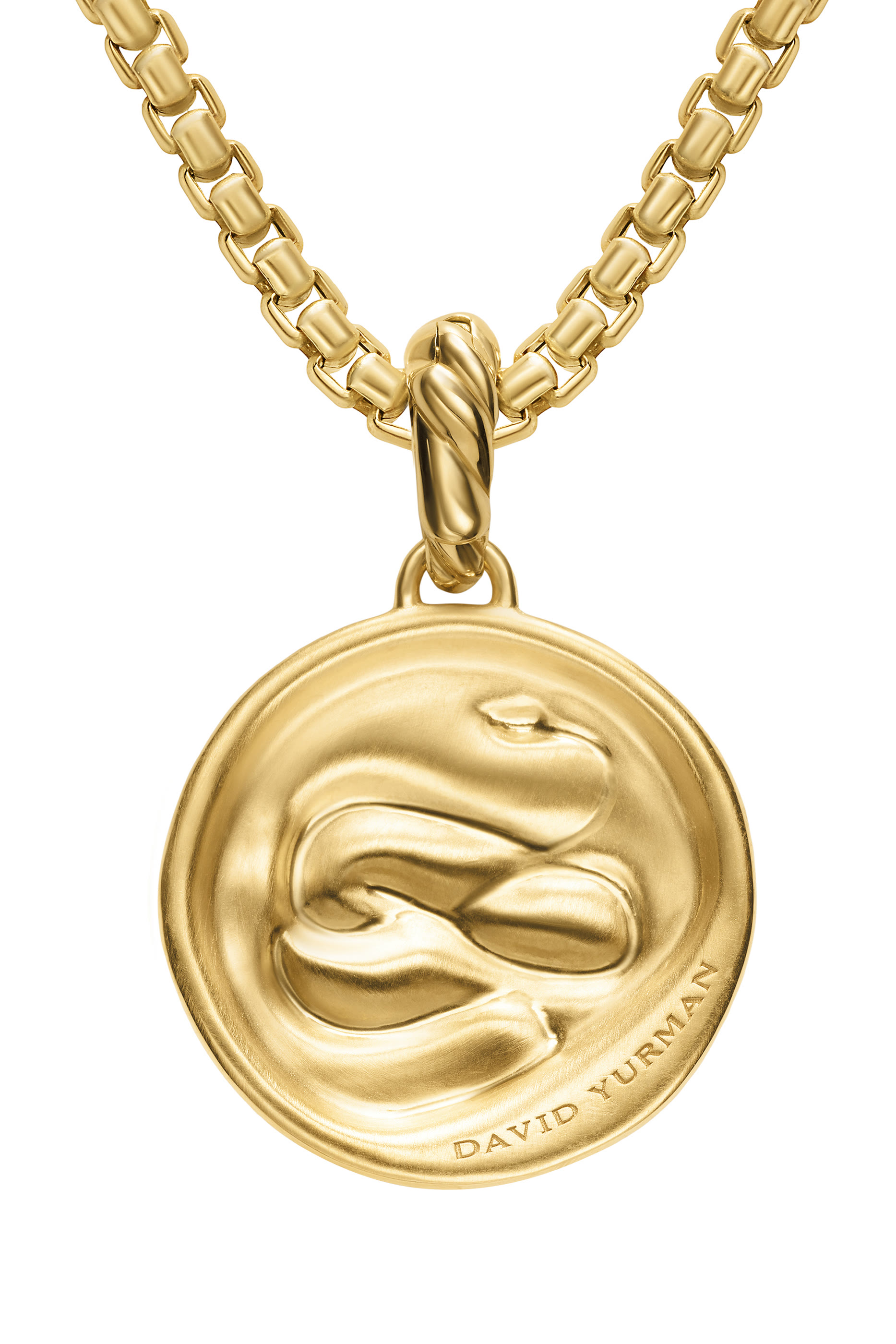 Snake Amulet, 18k Yellow Gold with Diamonds