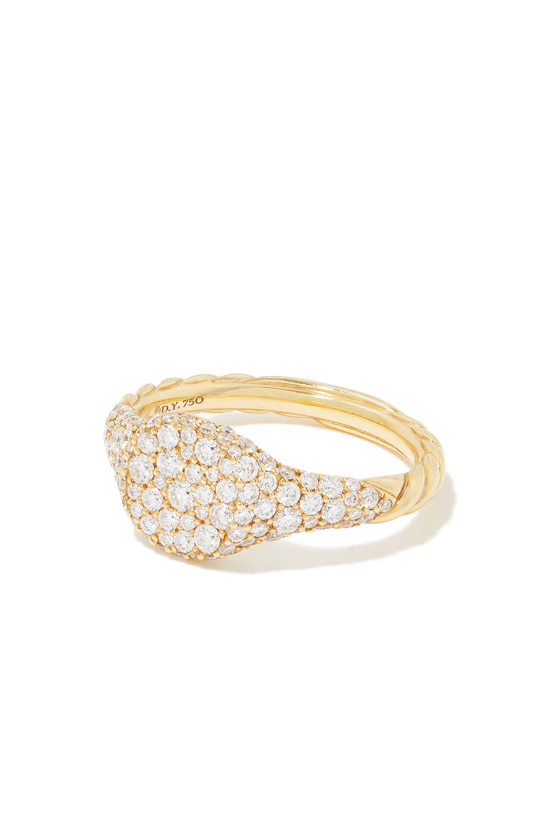 Petite Pavé Pinky Ring, 18k Yellow Gold & Diamonds