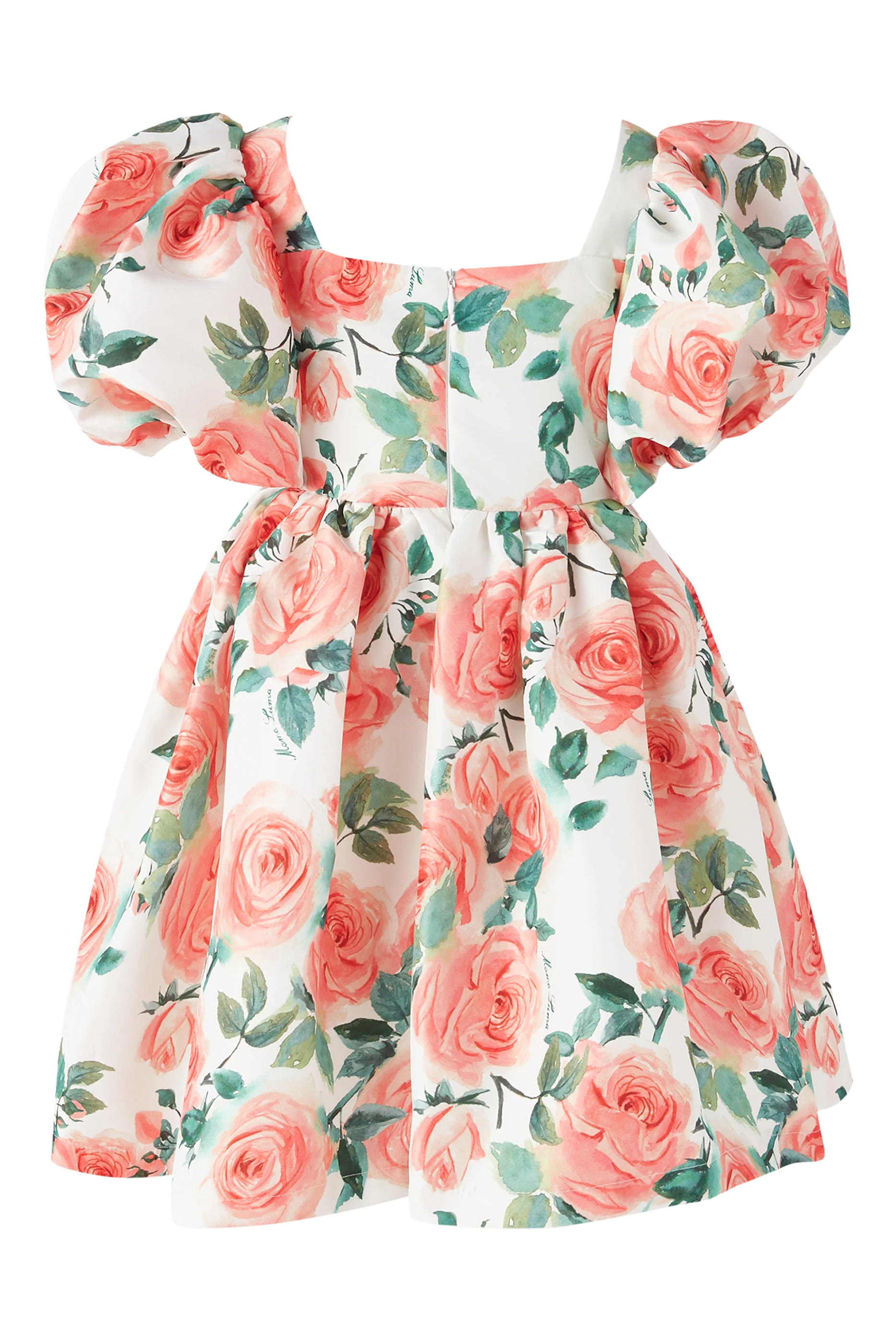 Kids Balloon Sleeves Rose Dress