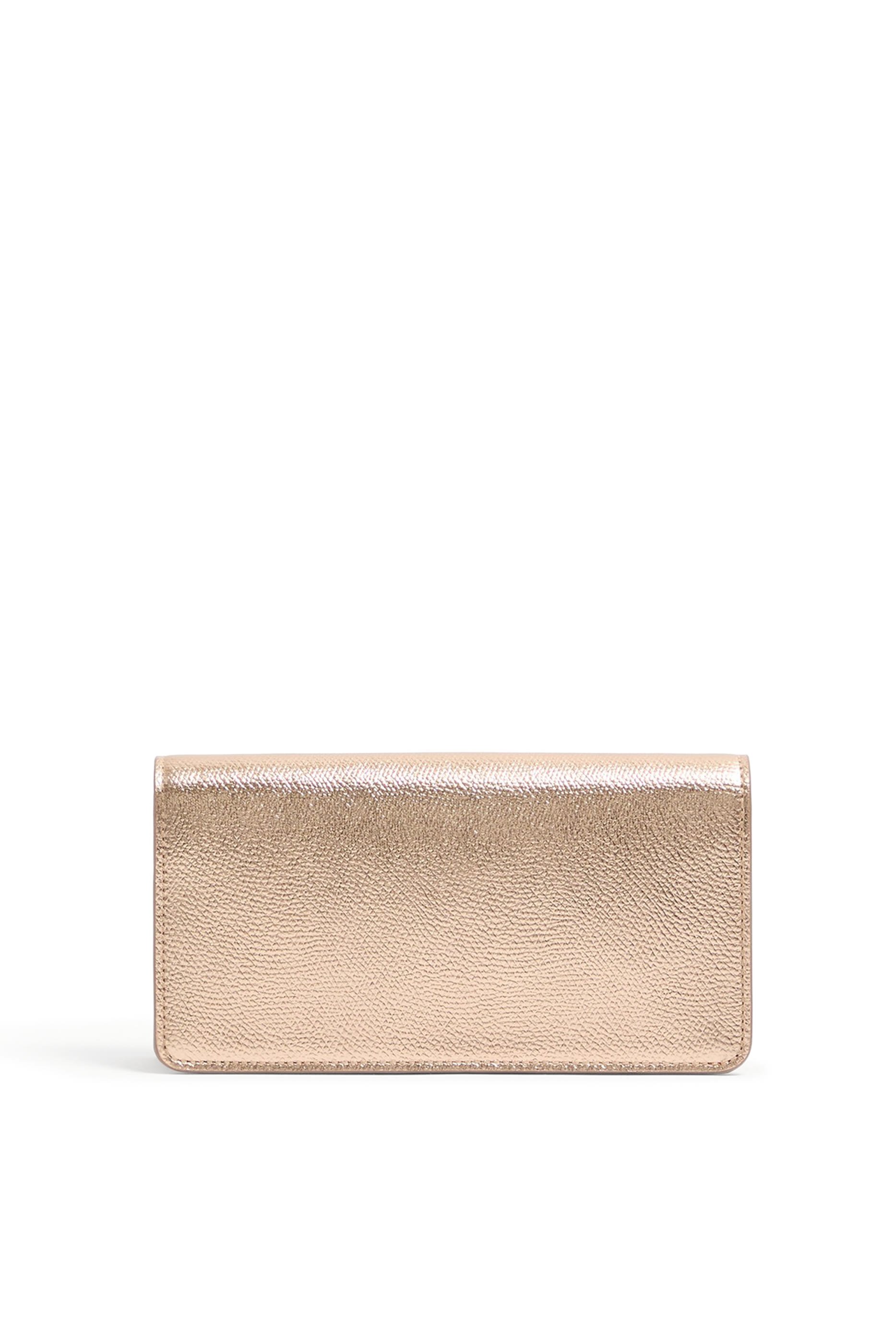 Vlogo Signature Metallic Grainy Calfskin Wallet With Chain