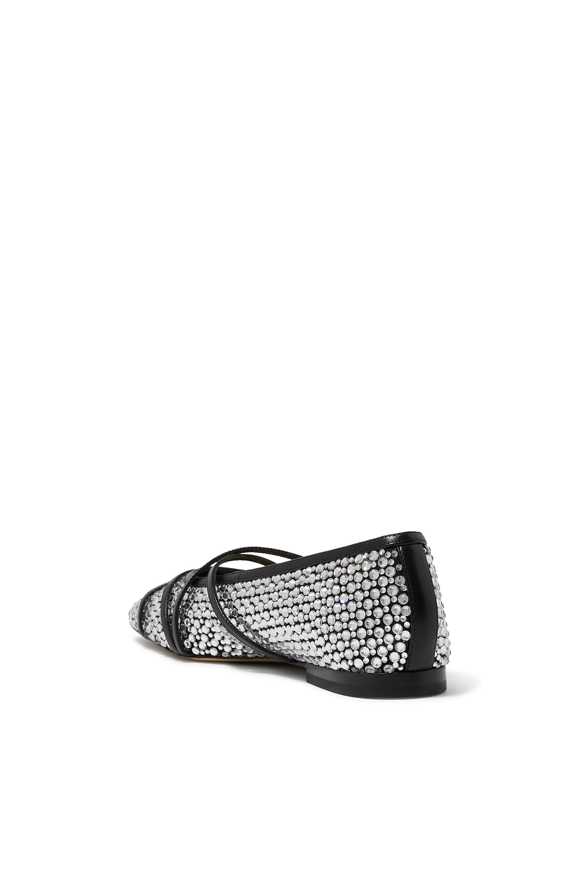 Embellished Mesh Buckle Ballet Flats