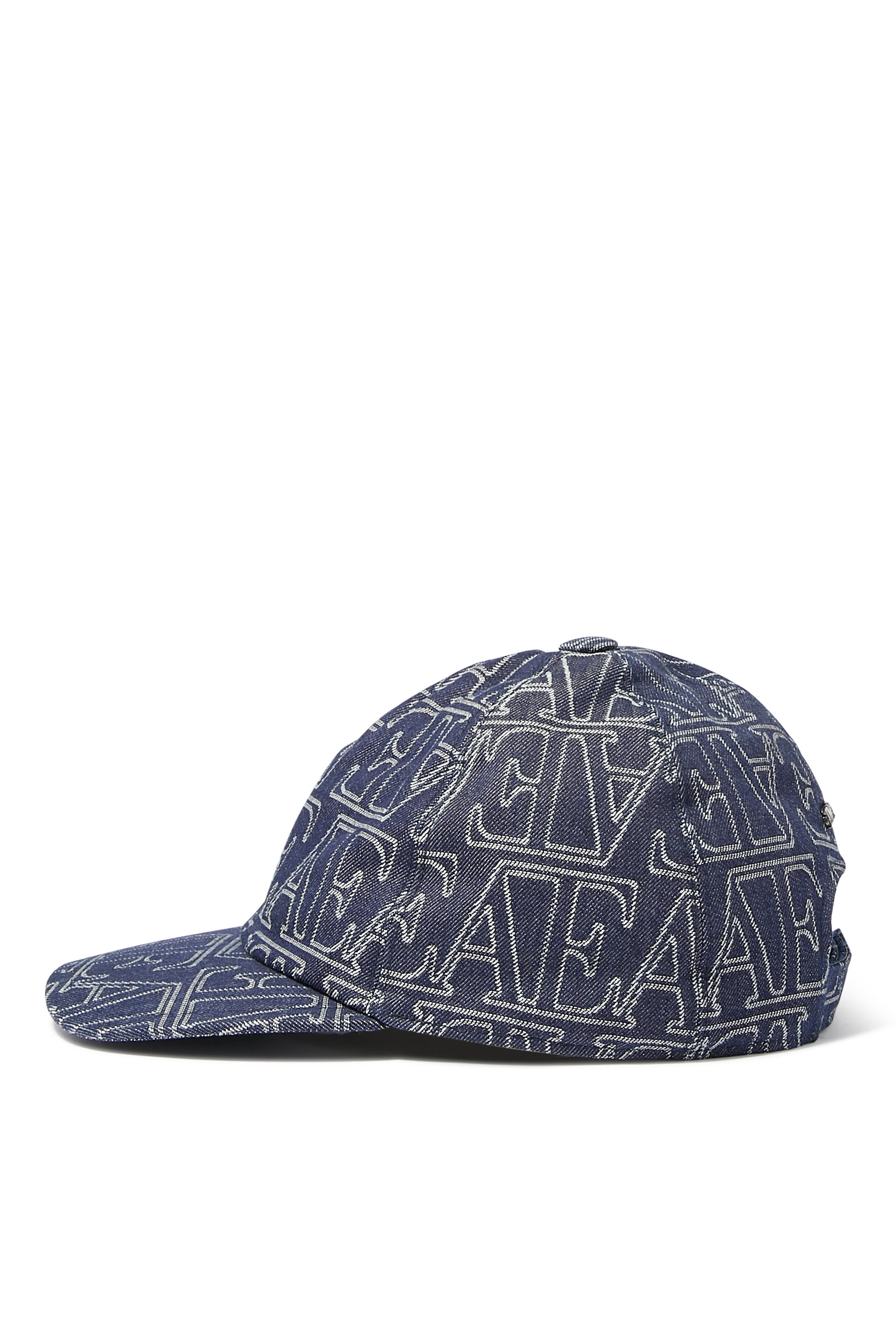 Denim Baseball Cap with All-Over EA Lettering