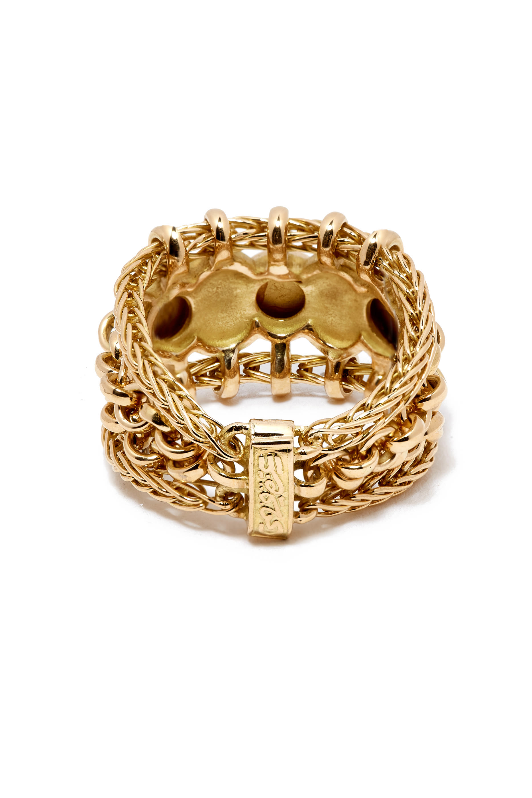 Gold Blessings Chain Ring, 18k Gold Set & Diamonds