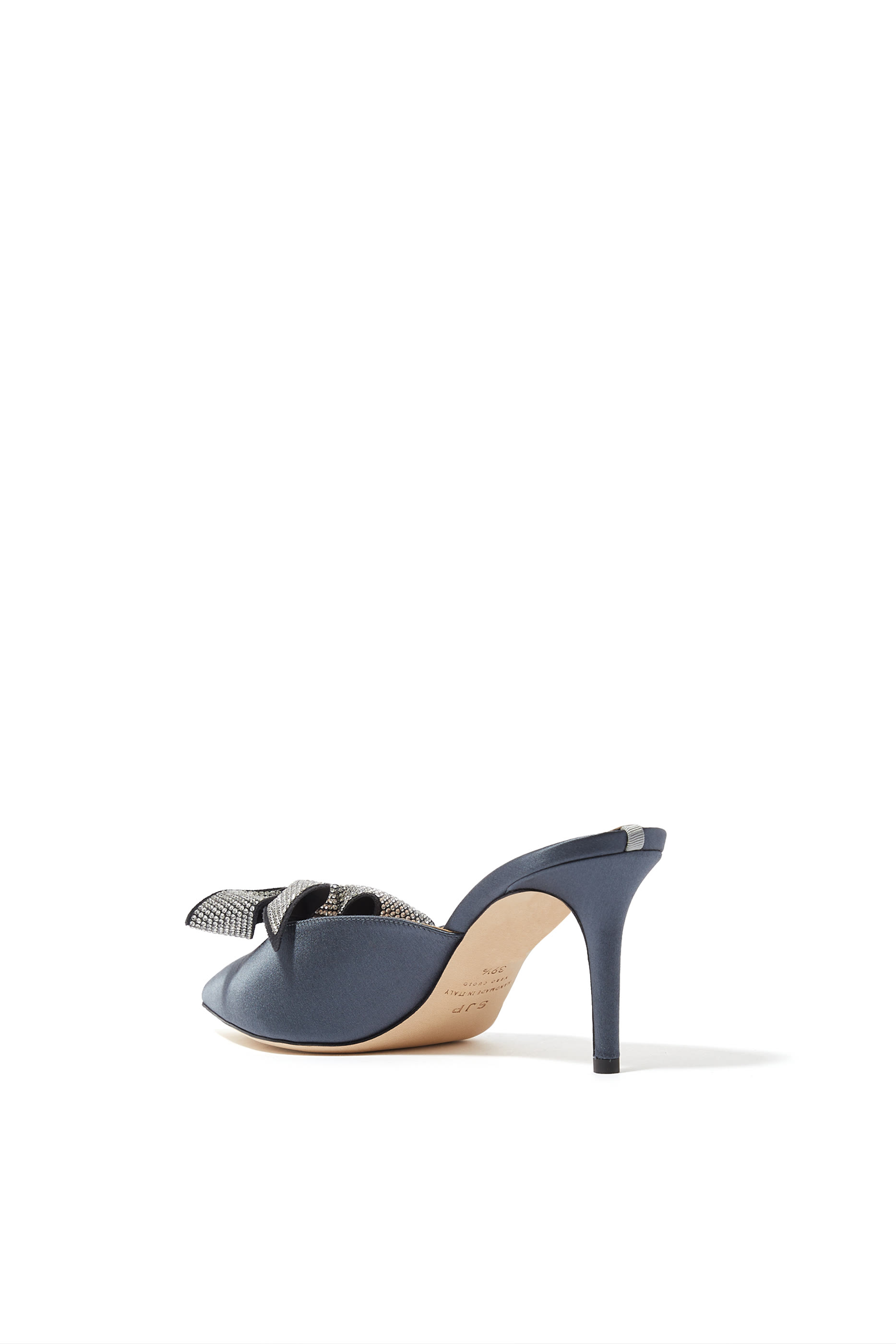 Paley 70 Crystal Bow Satin Mules