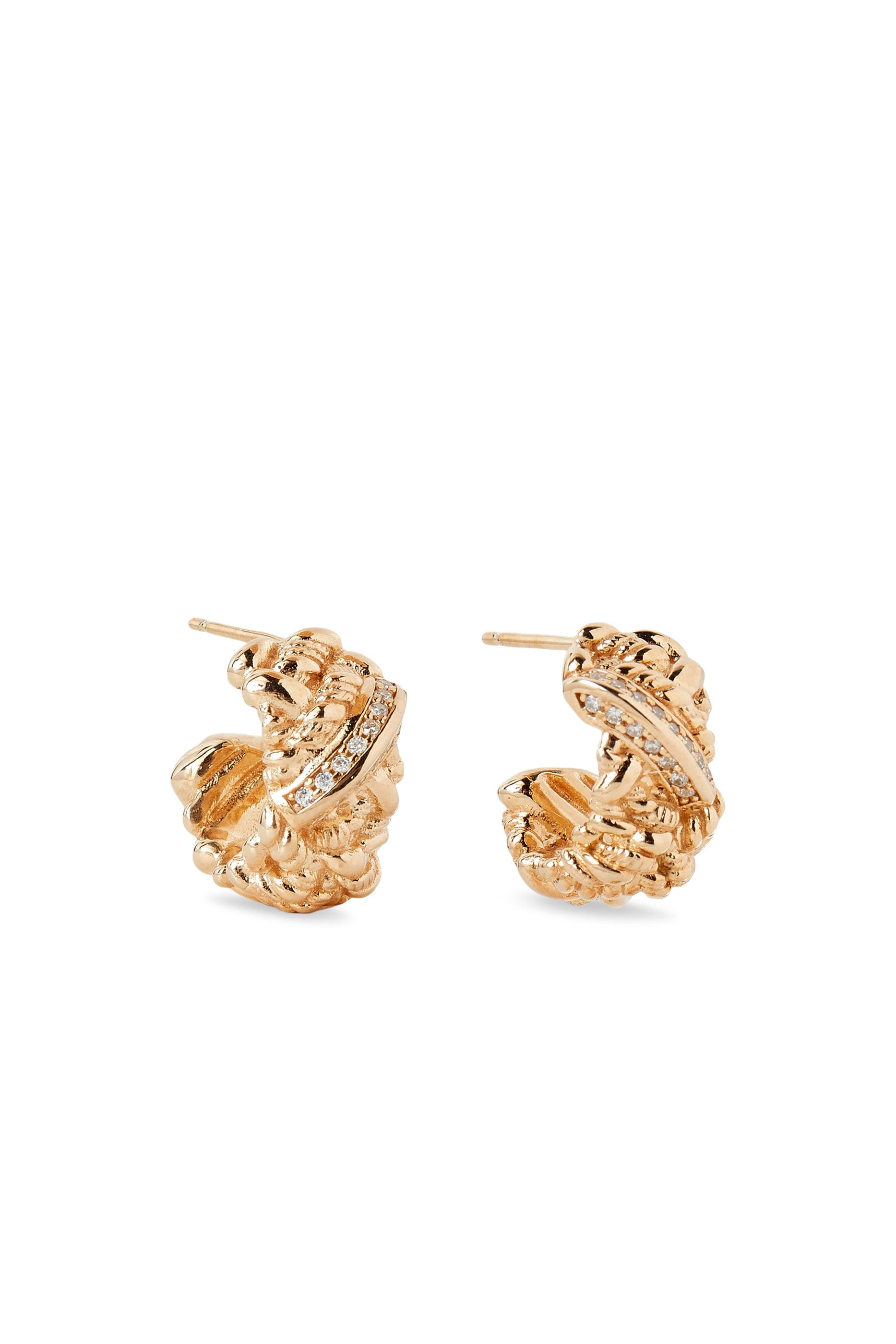  Intreccio Hoop Earrings, 18k Gold-Finish Sterling Silver & Cubic Zirconia