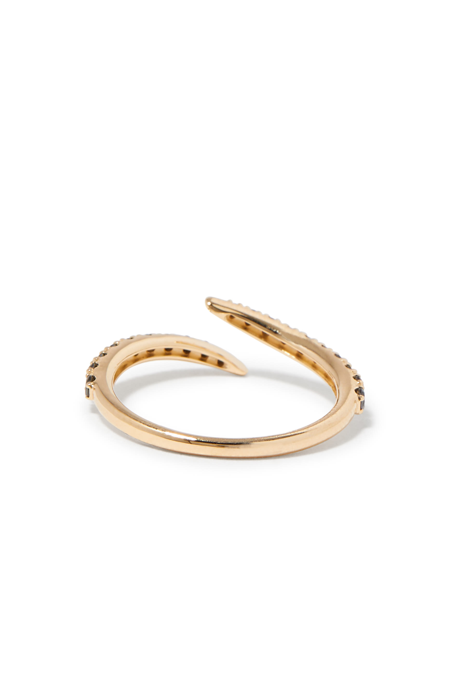 Fine Open Claw Ring, 14K Yellow Gold & Black Diamonds
