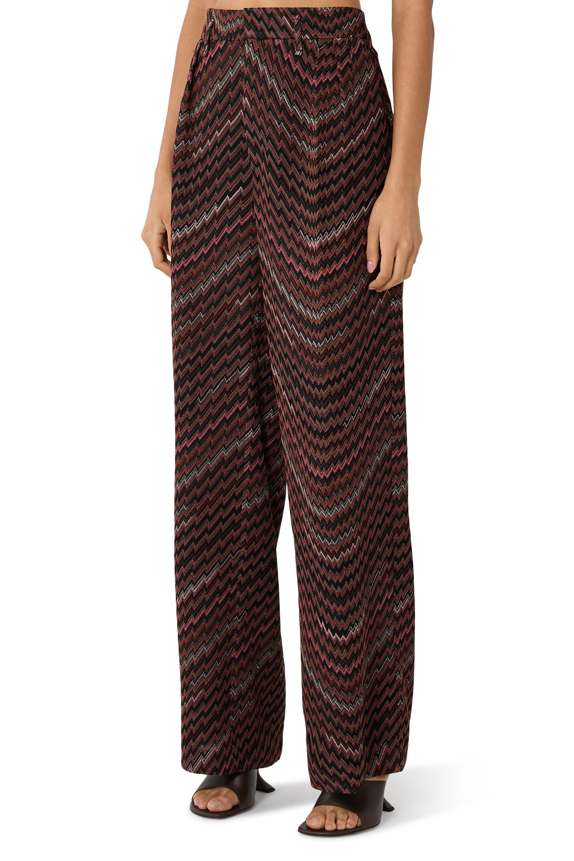 Chevron Knit Wide-Leg Pants