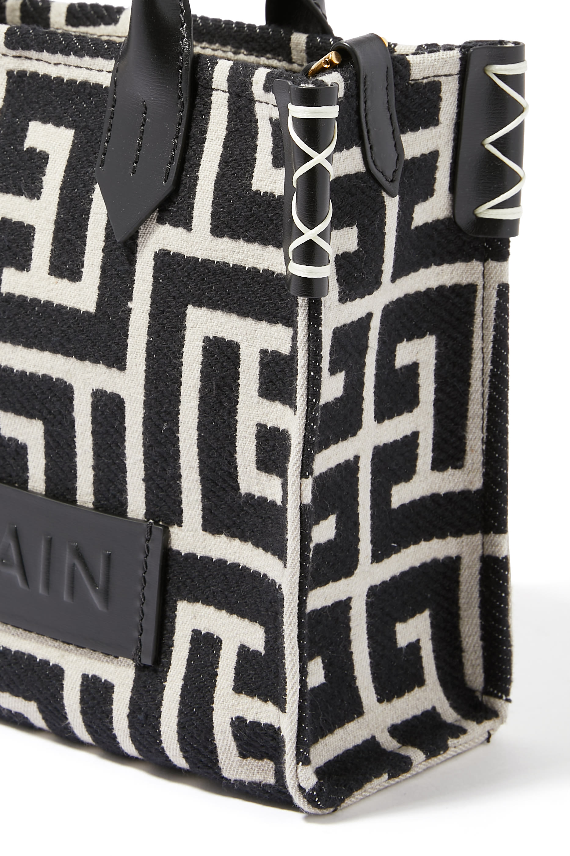 B-Army Monogrammed Jacquard and Leather Tote Bag