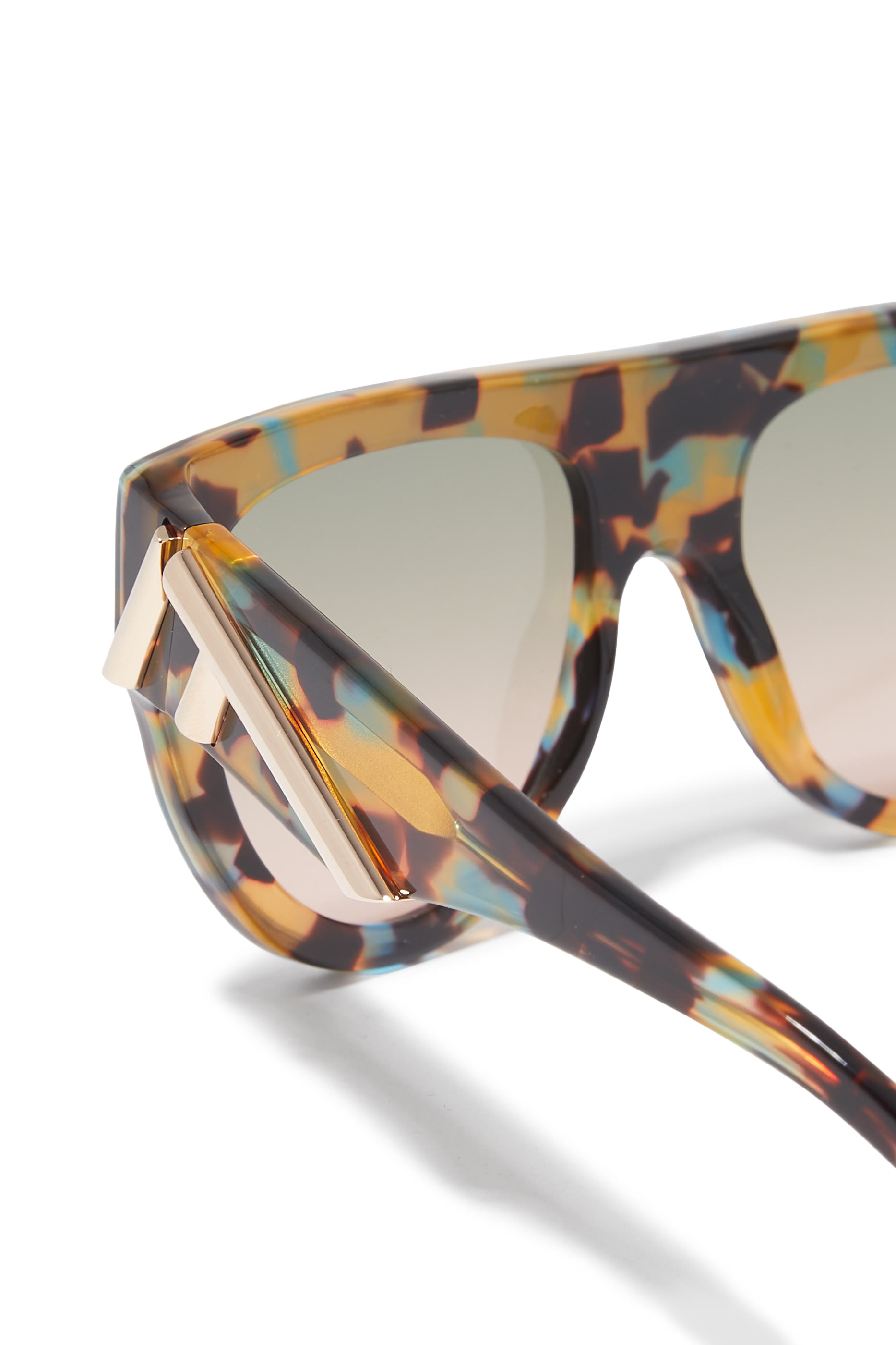 Fendi First Acetate Havana Geometric Sunglasses