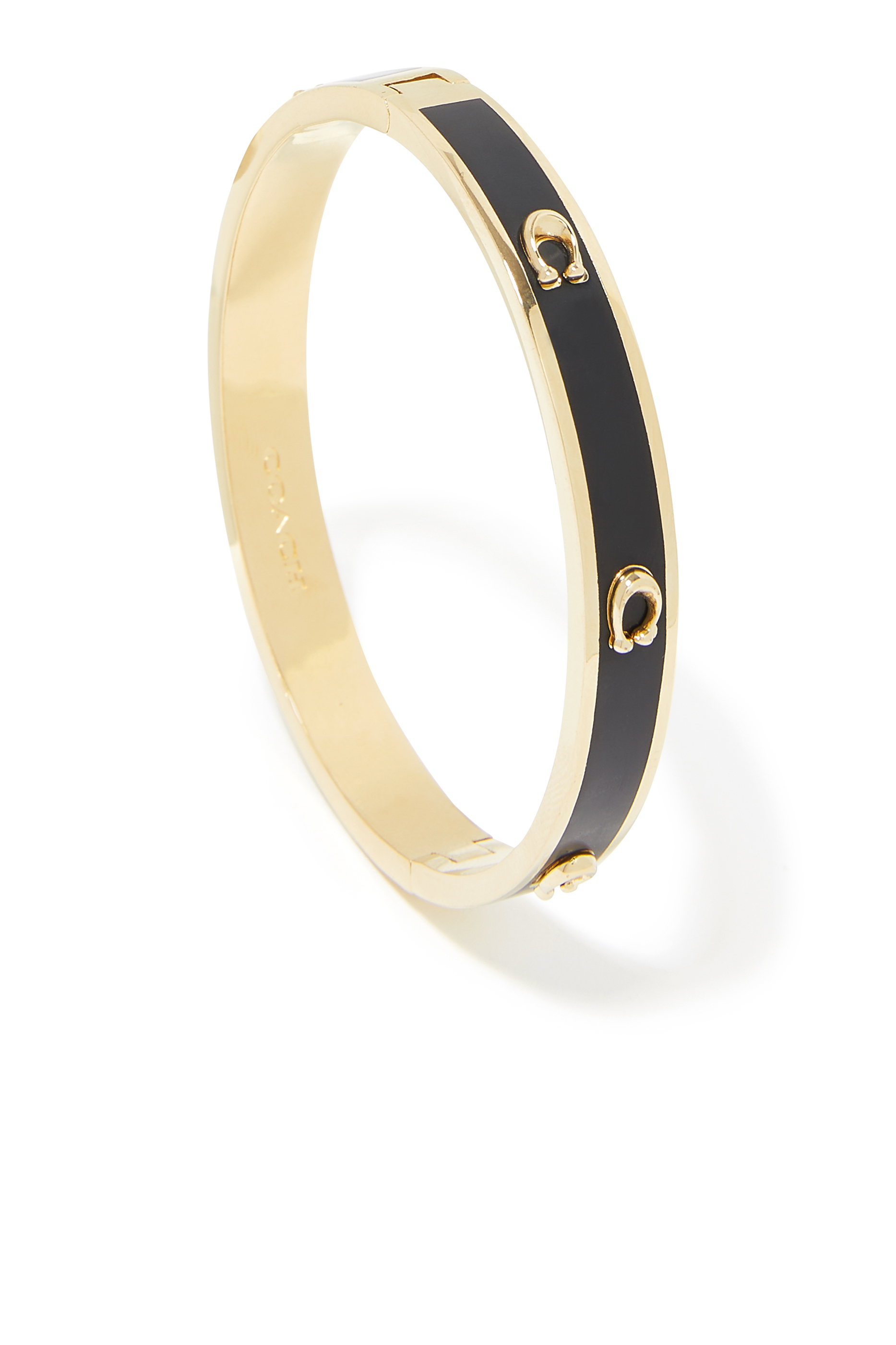 Pegged Signature C Enamel Hinged Bangle Bracelet