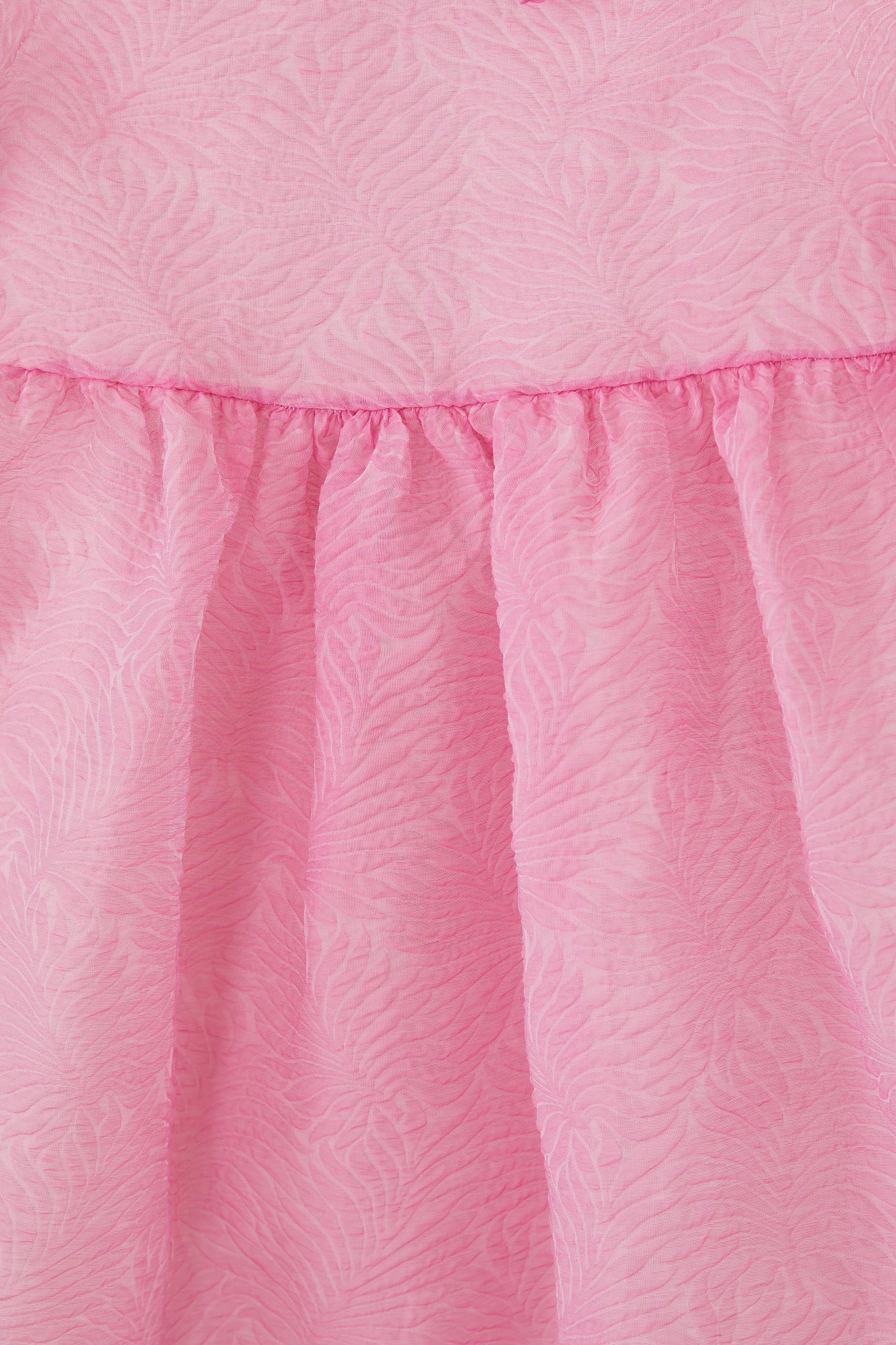 Kids Puff-Sleeve Textured Organza Dress