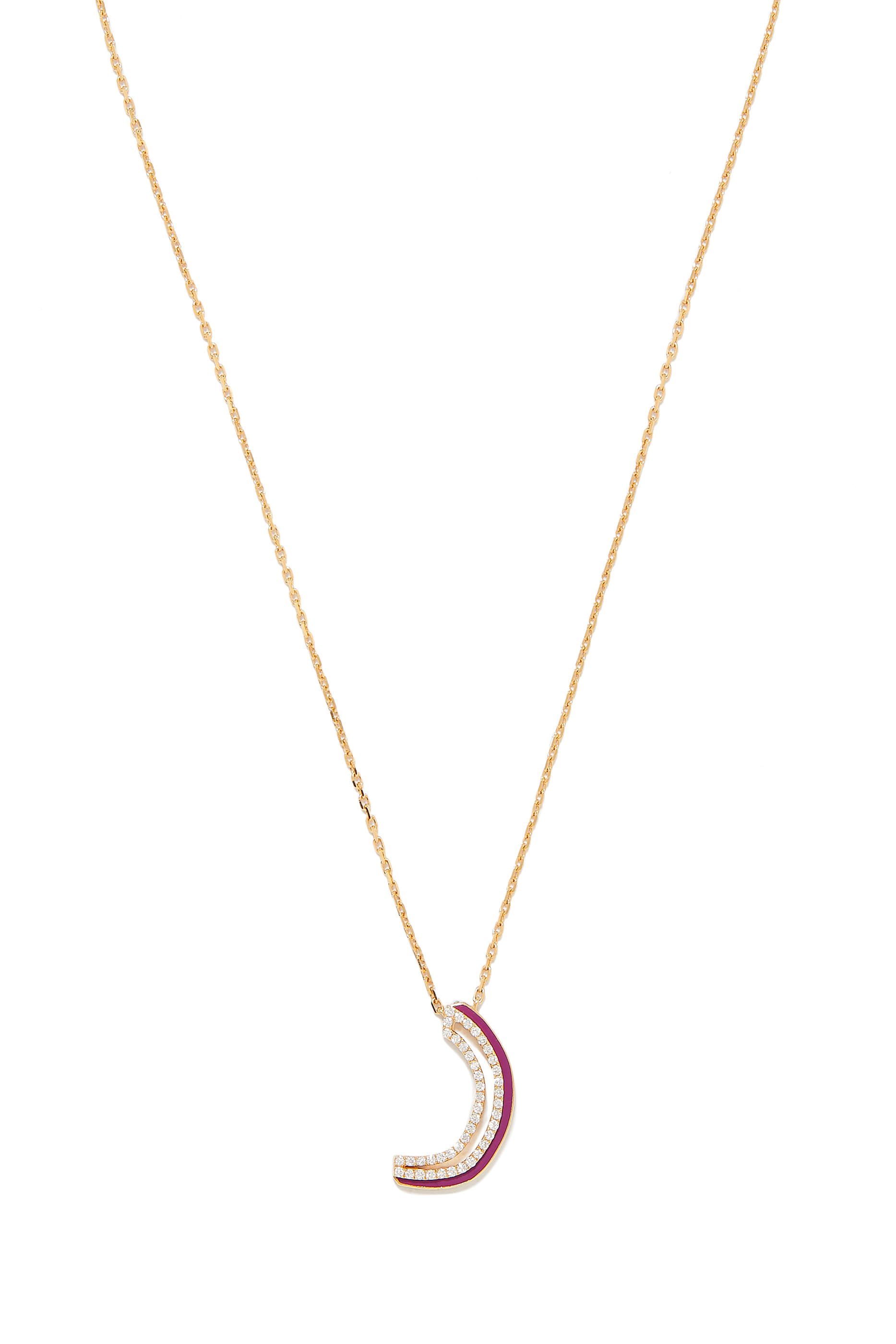 Arabic Letter Necklace, 18k Yellow Gold & Diamond