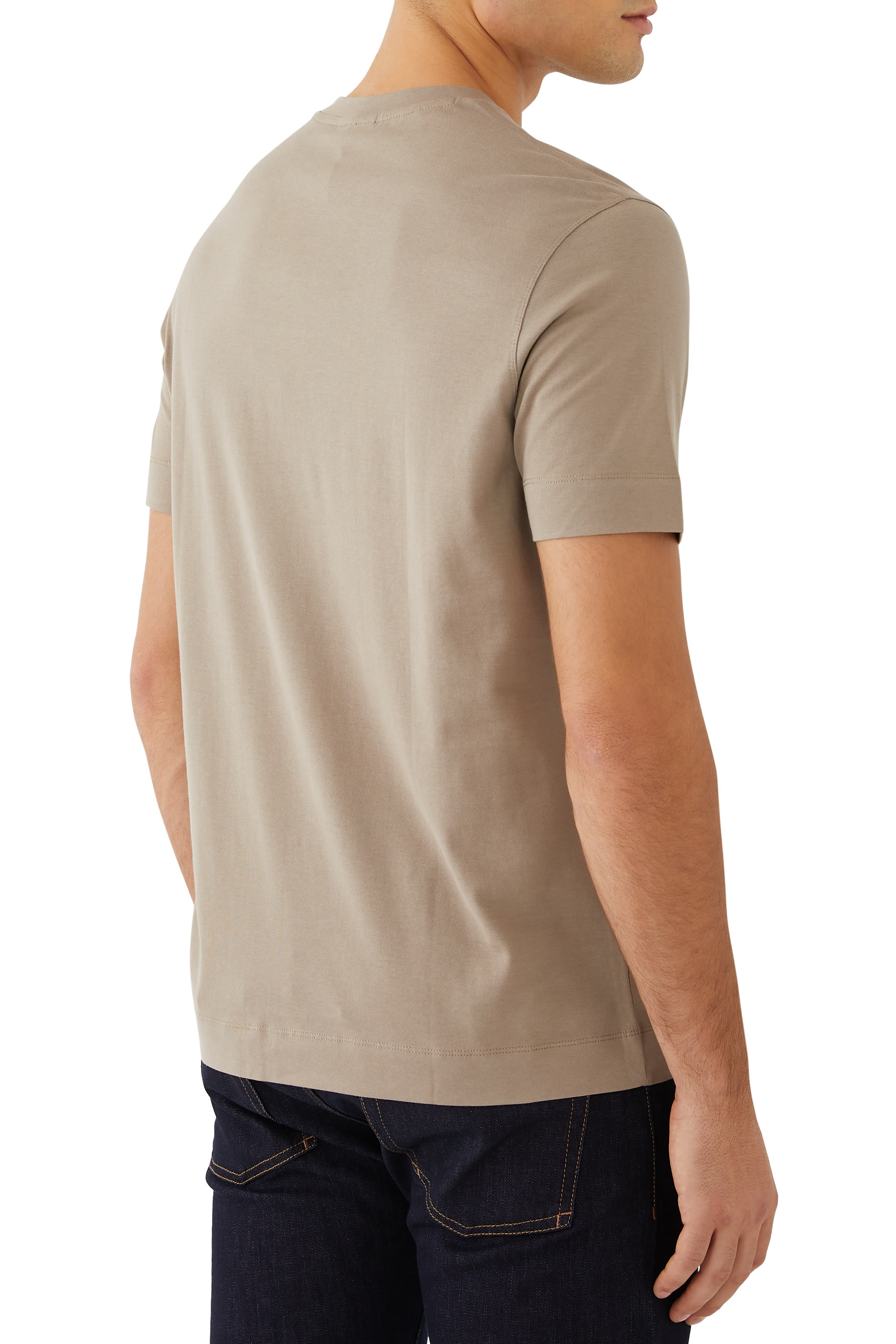 Micro EA Text Logo Embroidered T-Shirt