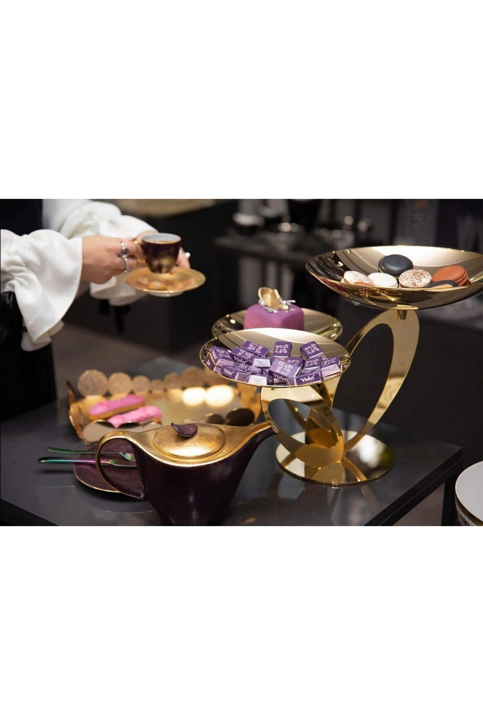 Gold-Plated Rotating Stand With 3 Plates