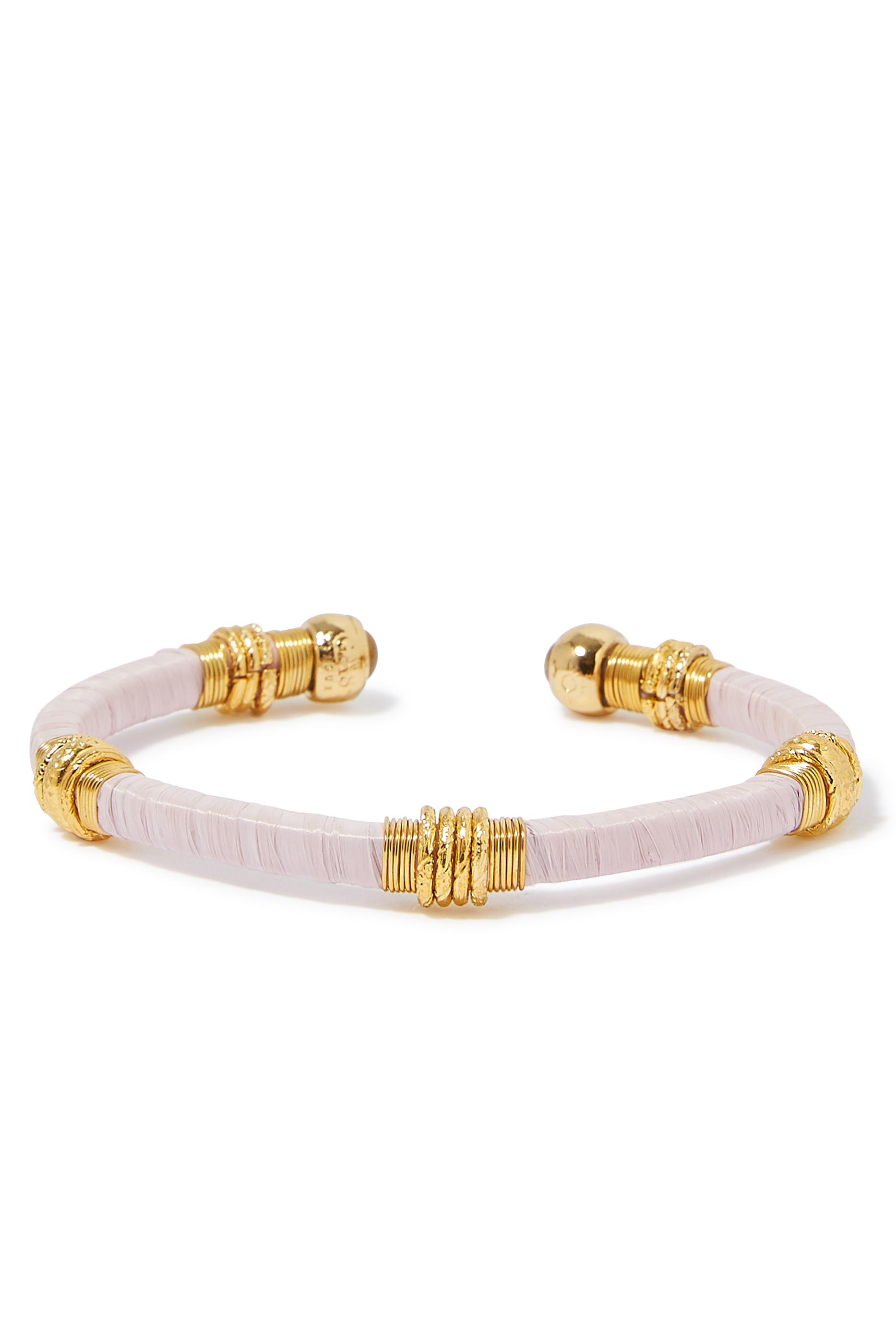 Sari Raffia Bracelet, 24k Gold-Plated Metal & Acetate