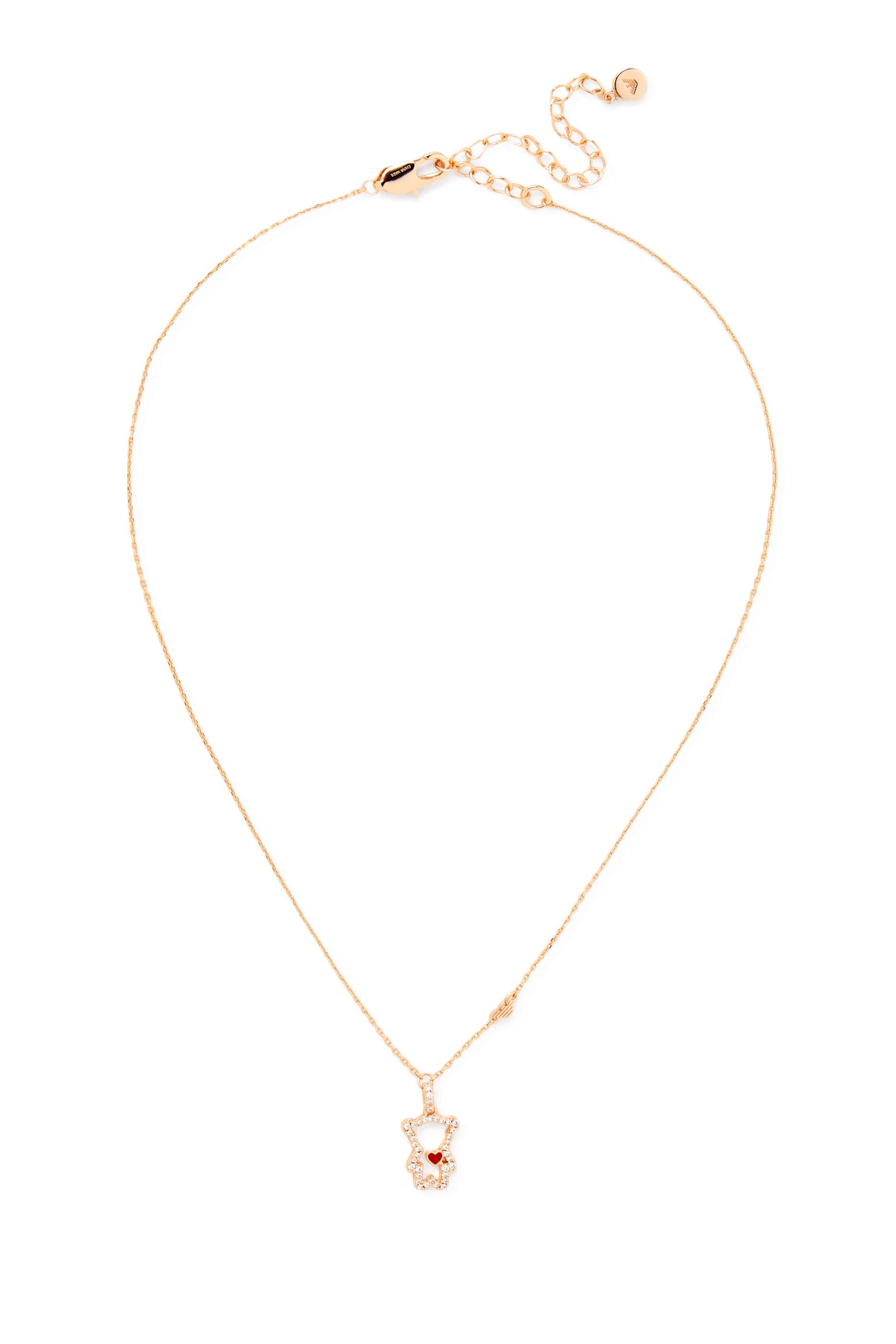 Pendant Necklace, 14k Brass & Cubic Zirconia