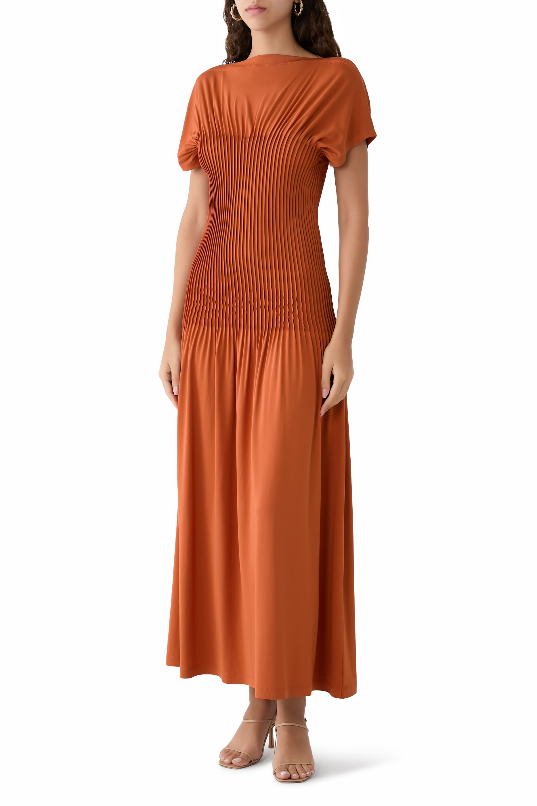 Knife-Pleated Jersey Dress