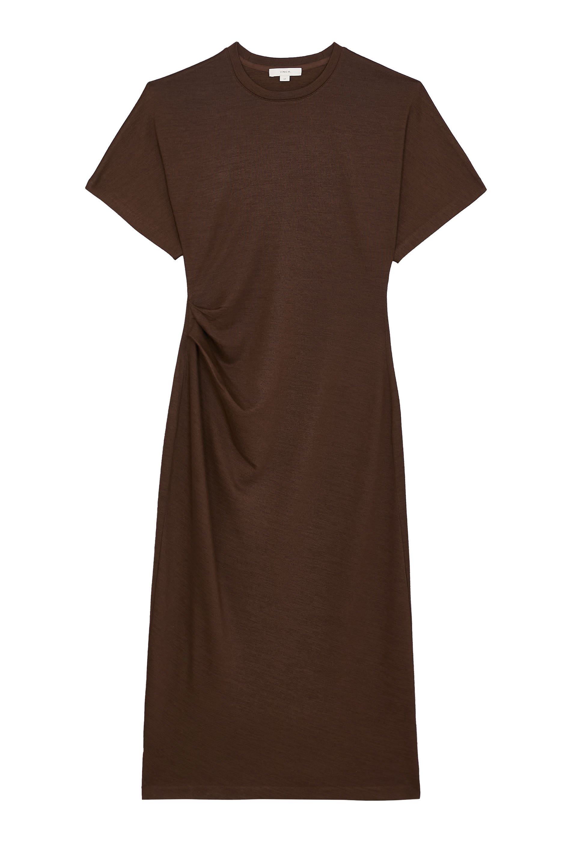 Ruched-Side Knit Short-Sleeve Dress