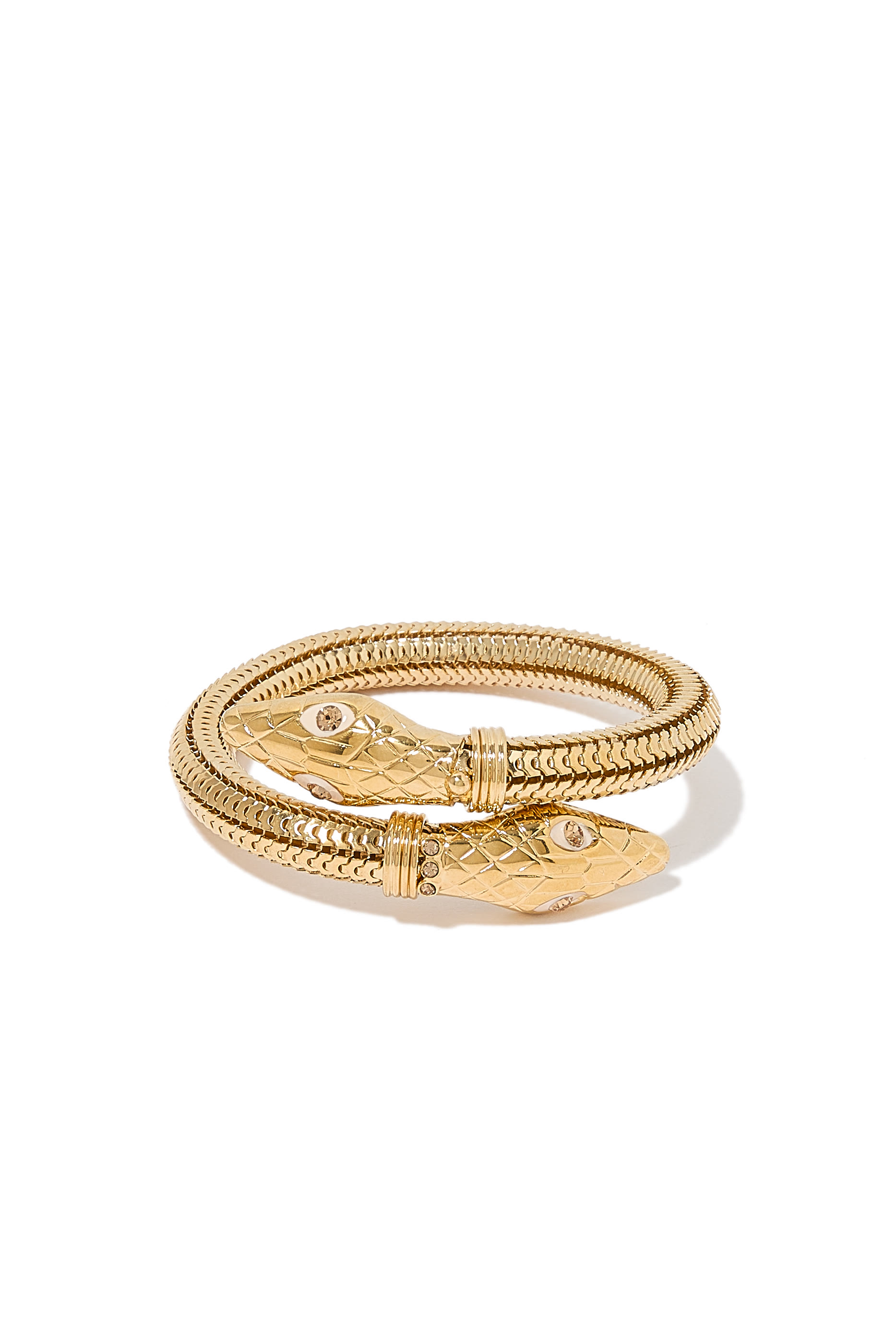 Cobra Bracelet, Gold Plated, Strass & Enamel