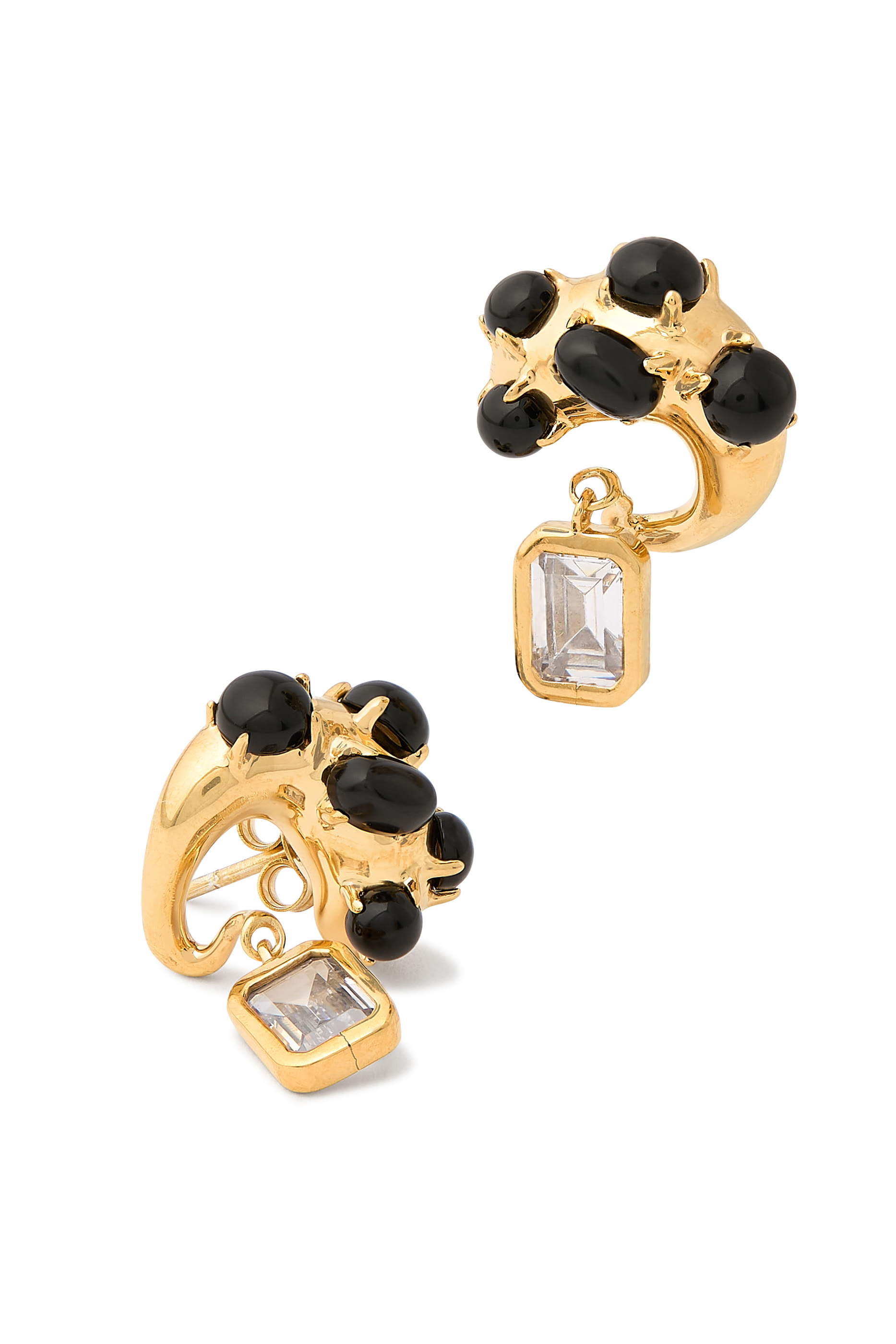 Nano Earrings, 925 Sterling Silver with Crystal & Black Pearls