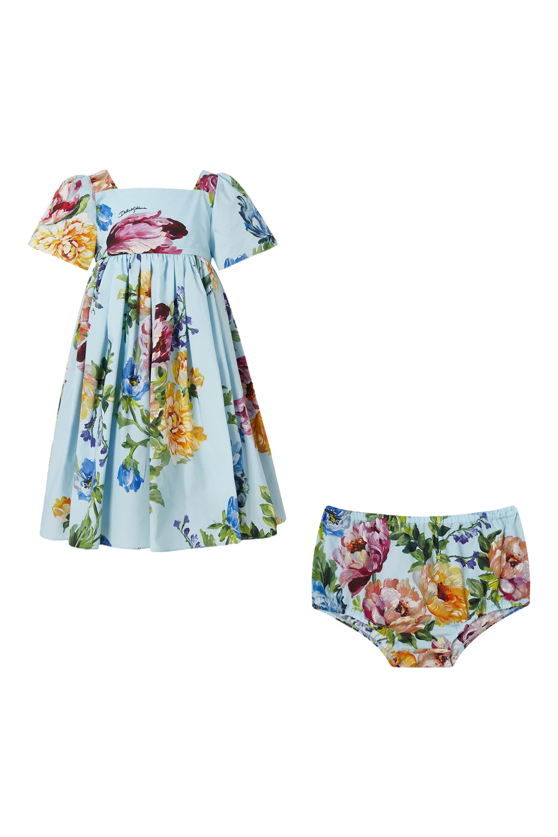 Kids Floral Print Cotton Dress 